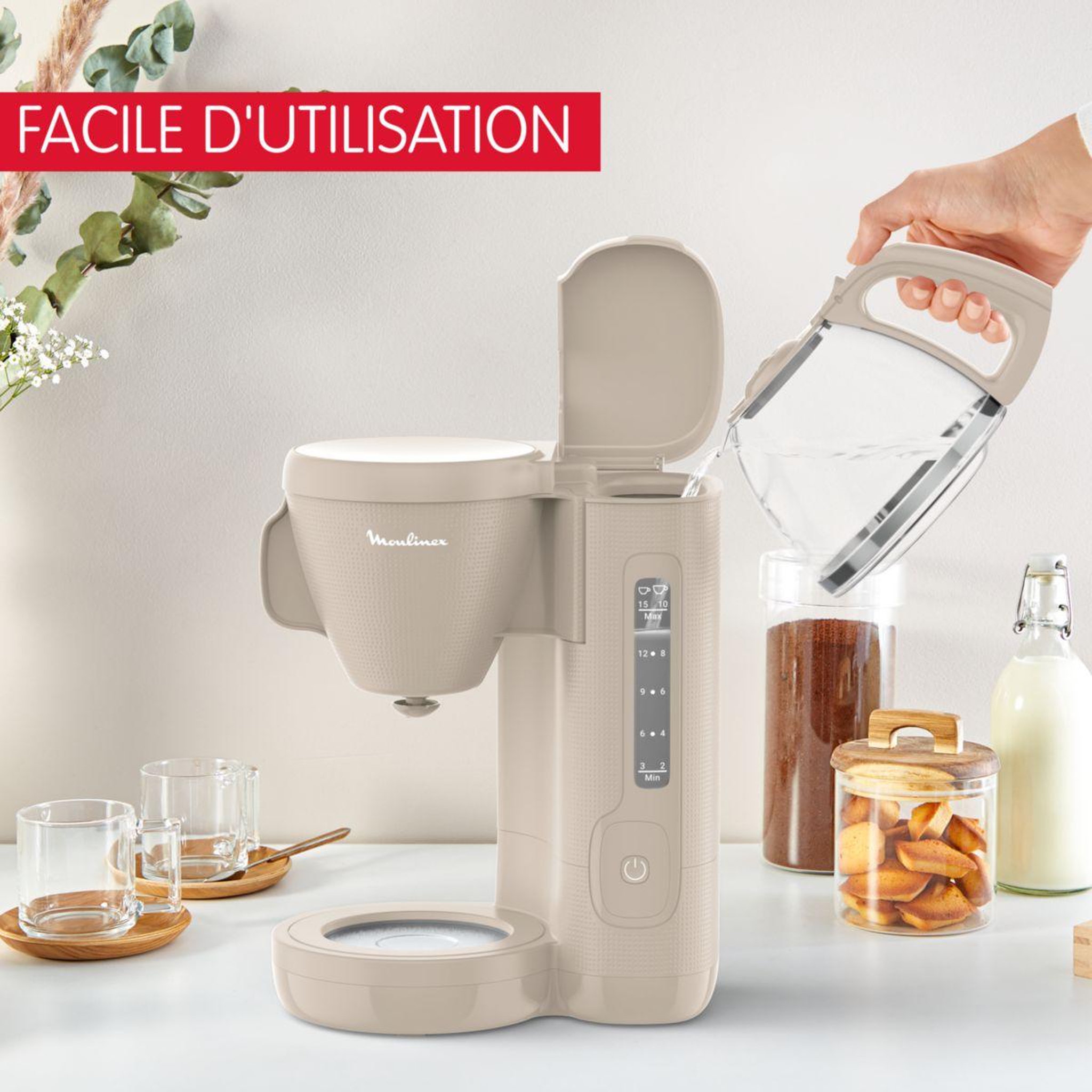 Voir la diapositive 4 : MOULINEX Cafetière filtre fg2m0b10 morning grise