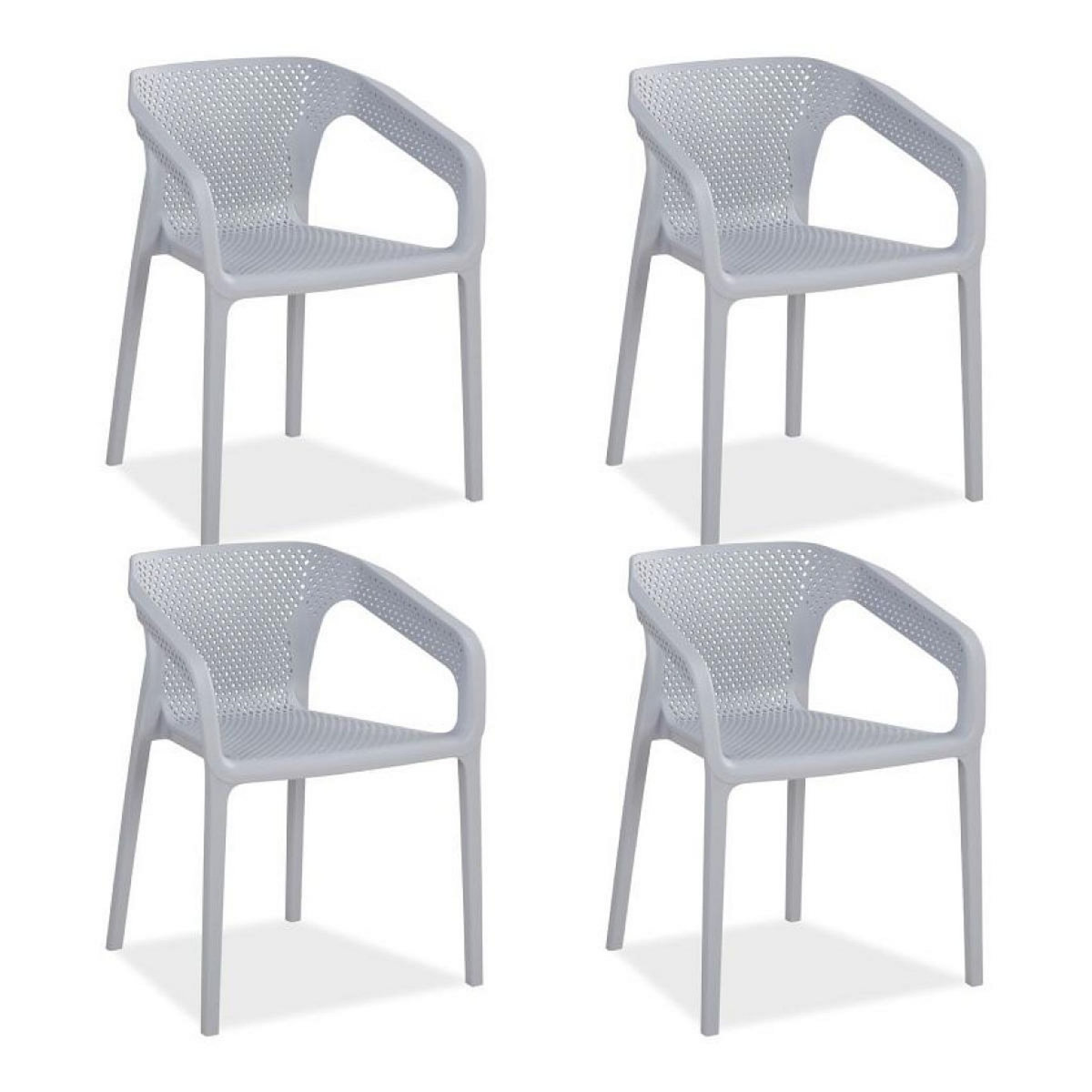 HomeStyle4U Lot de 4 chaises jardin en gris