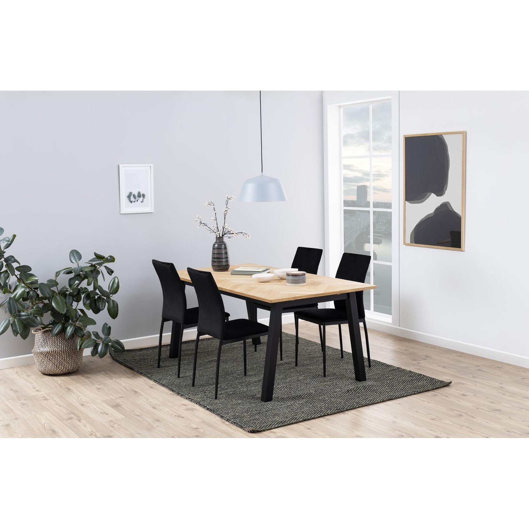 Voir la diapositive 2 : TOILINUX Lot de 4 Chaises de salle à manger Julia en tissu et métal