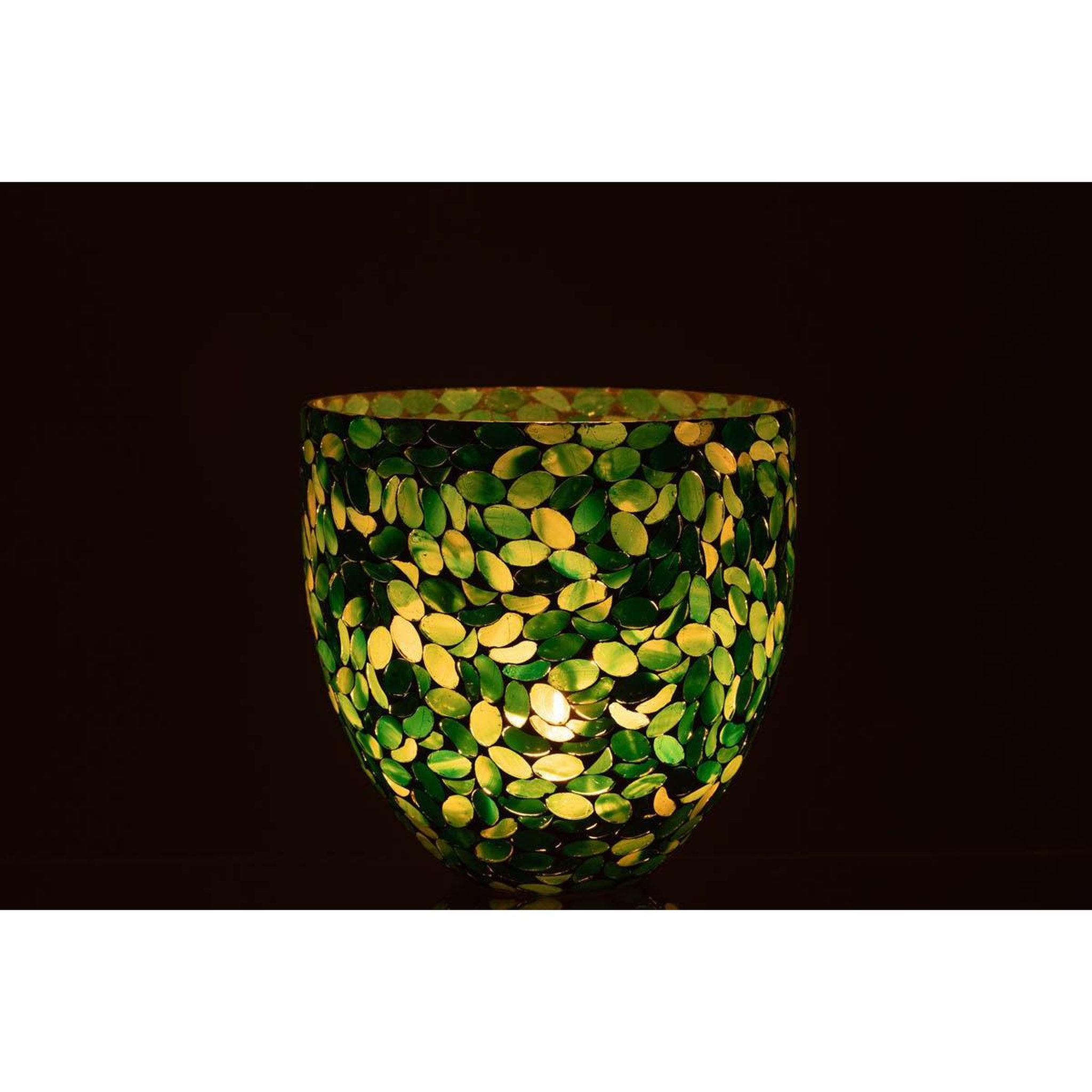Voir la diapositive 3 : J-LINE Photophore mosaïque en verre  rico  20cm bleu azur