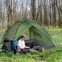Voir la diapositive 2 : OUTSUNNY Tente de camping pop up 2-3 personnes 2 portes vert kaki montage démontage facile sac de transport inclus fibre verre polyester
