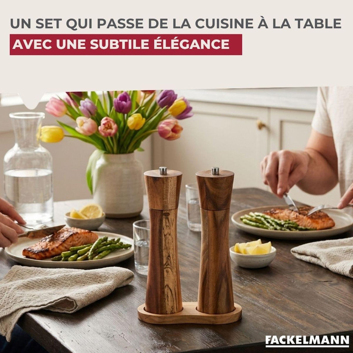 Fackelmann Set moulin à poivre et sel en bois Fackelmann Acacia