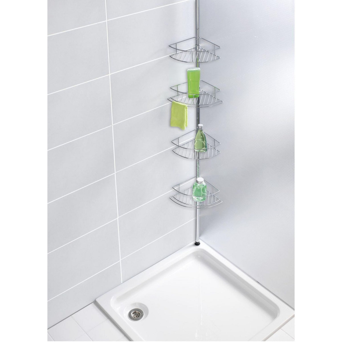 Wenko Etagère de douche extensible Dolcedo - L. 31 x H. 65/275 cm - Argent