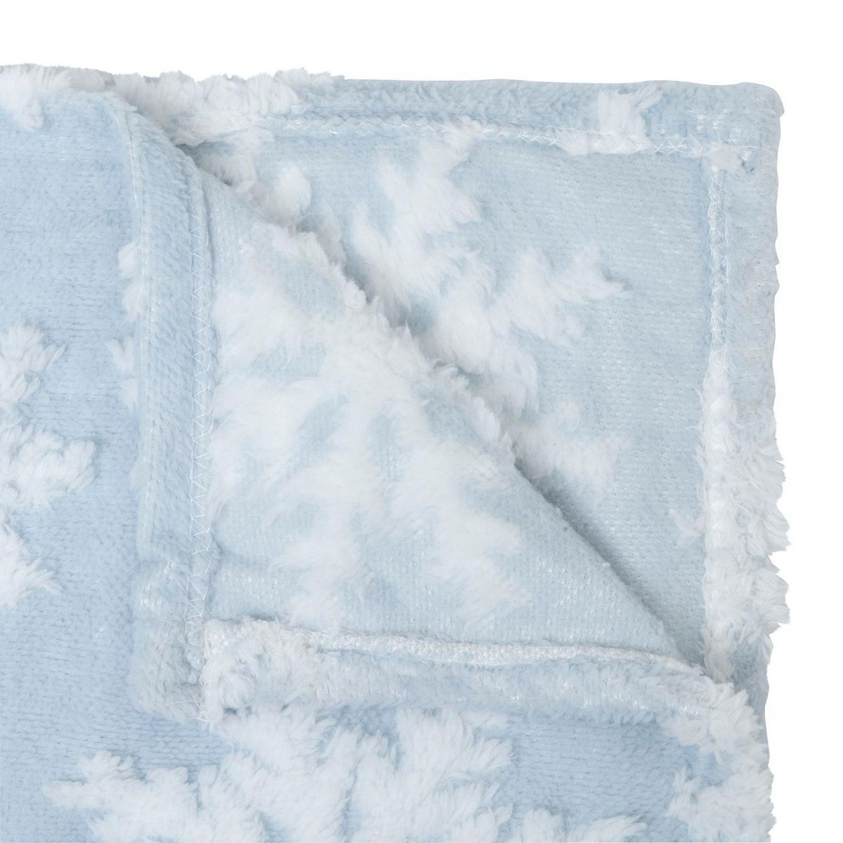 FEERIC LIGHT & CHRISTMAS Plaid de Noël motifs flocons - 130 x 180 cm - Bleu