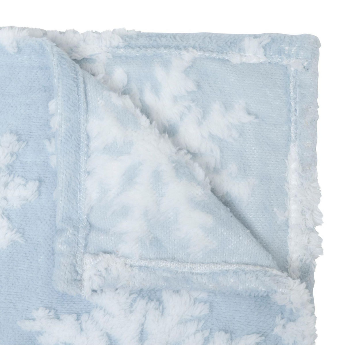 FEERIC LIGHT & CHRISTMAS Plaid de Noël motifs flocons - 130 x 180 cm - Bleu