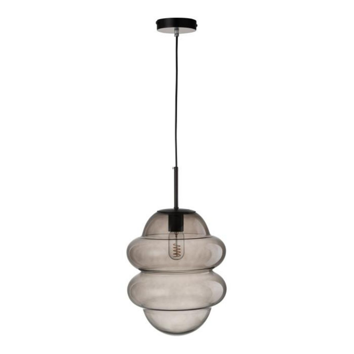Paris Prix Lampe Suspension en Verre  Cuillere Miel  160cm Gris