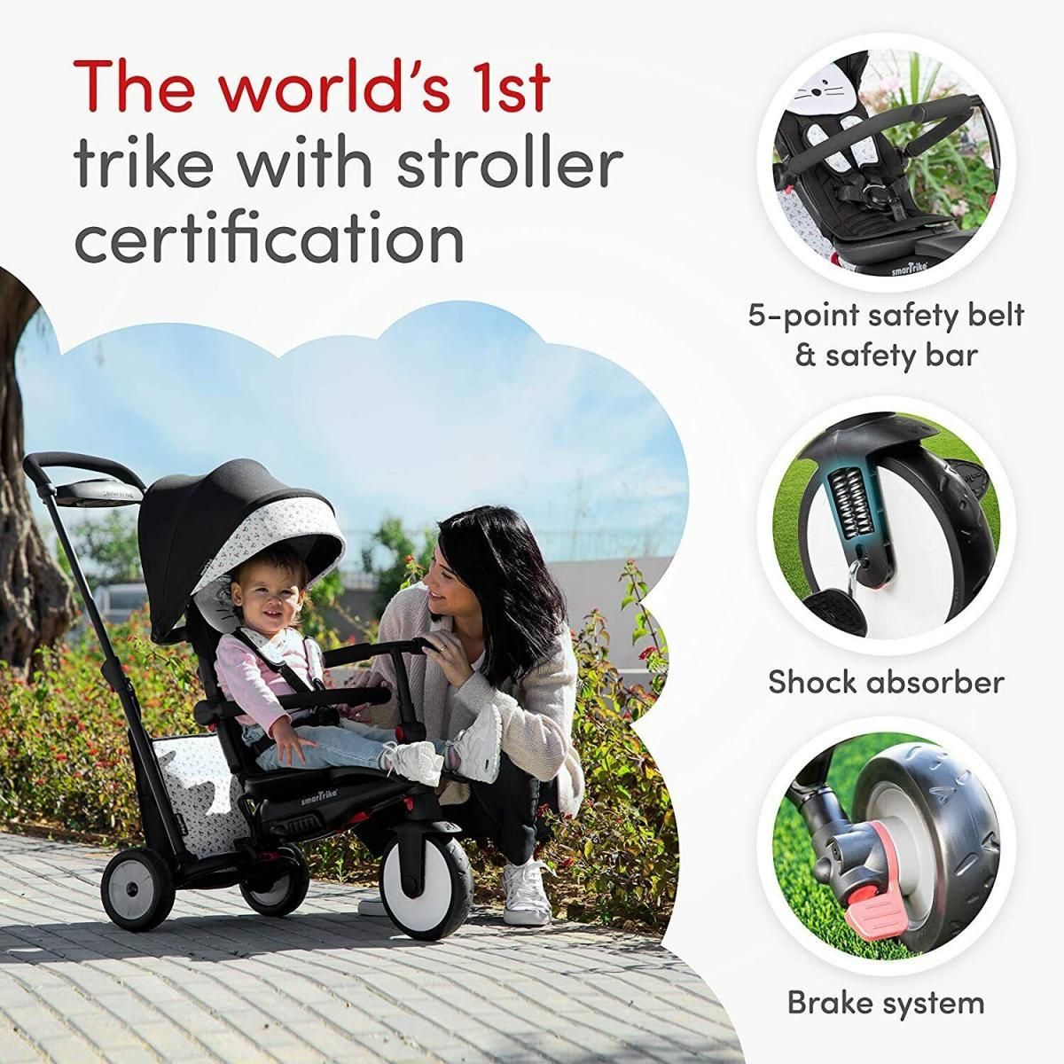 SMARTRIKE Tricycle pliant smarTrike STR 5 toTs Bunny noir et blanc pour bébé
