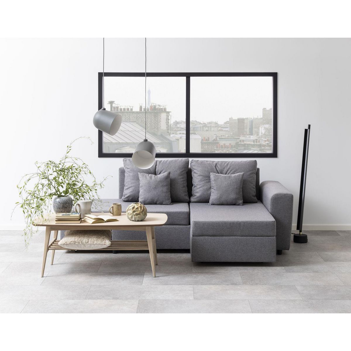 TOILINUX Table basse en MDF avec une étagère de rangement - Beige