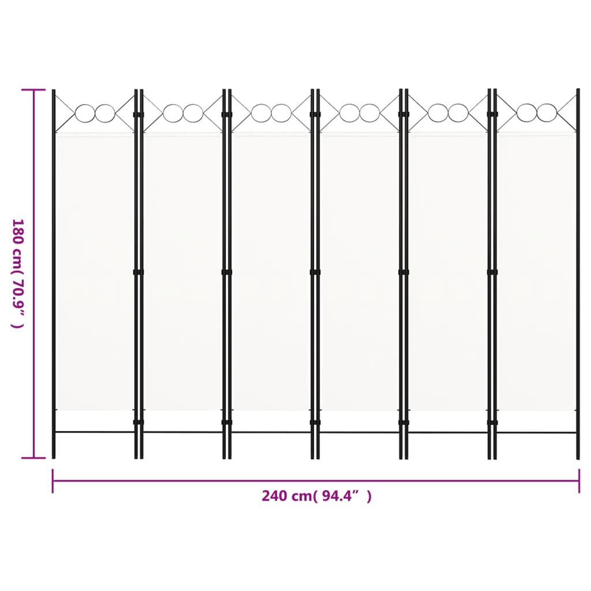 Voir la diapositive 6 : VIDAXL Cloison de separation 6 panneaux Blanc 240x180 cm