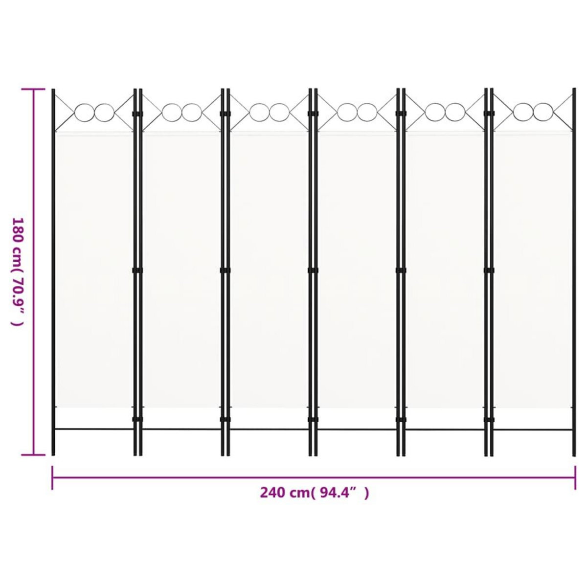 VIDAXL Cloison de separation 6 panneaux Blanc 240x180 cm
