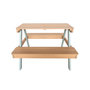 Voir la diapositive 3 : SWEEEK Table de pique-nique en bois d'acacia pour enfant, salon de jardin enfant 2 places, couleur teck clair
