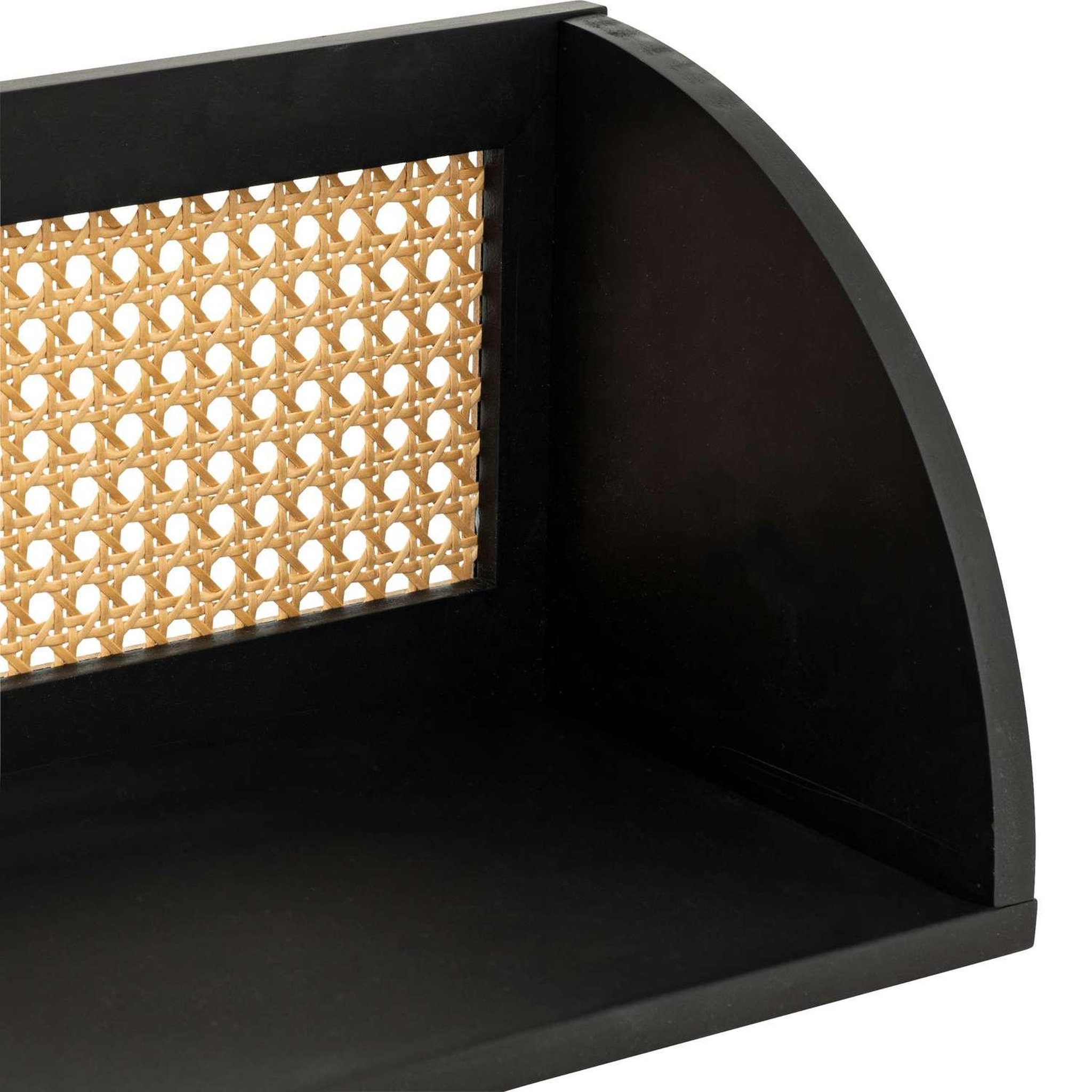 Voir la diapositive 2 : ATMOSPHERA Étagère murale en cannage - noir et beige
