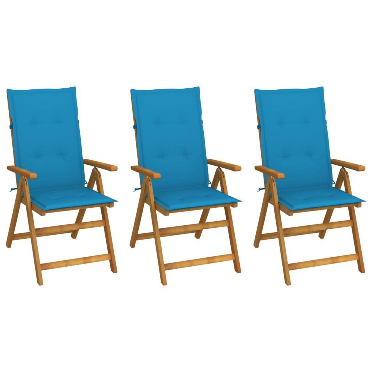 VIDAXL Chaises pliables de jardin lot de 3 avec coussins Bois d'acacia