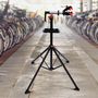Voir la diapositive 4 : HOMCOM Pied d'atelier vélo réparation support pied de montage pivotant 360° hauteur réglable argent