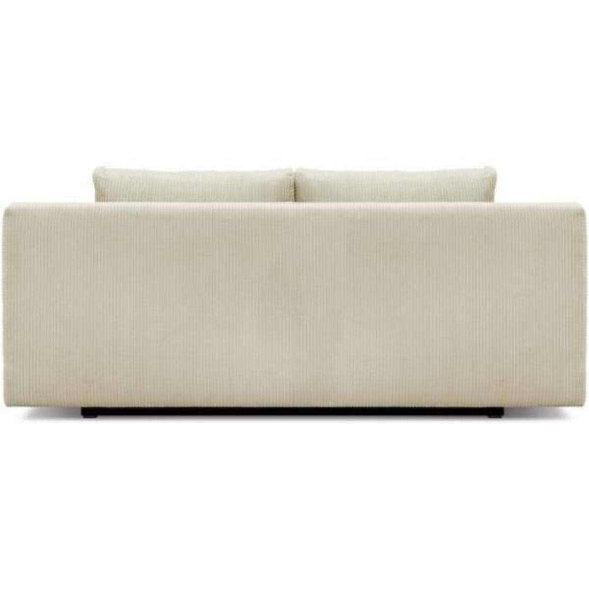 MARKET24 Banquette convertible 3 places MIKA - Velours côtelé Beige - Coffre de rangement - L 192 x H 84 x P 93 cm