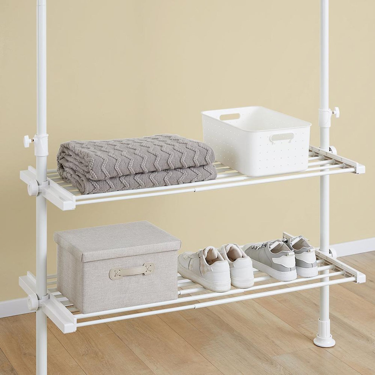 SOBUY SoBuy - Portemanteau Sur Pied à deux étagères - Fonctionnel - FRG34-II