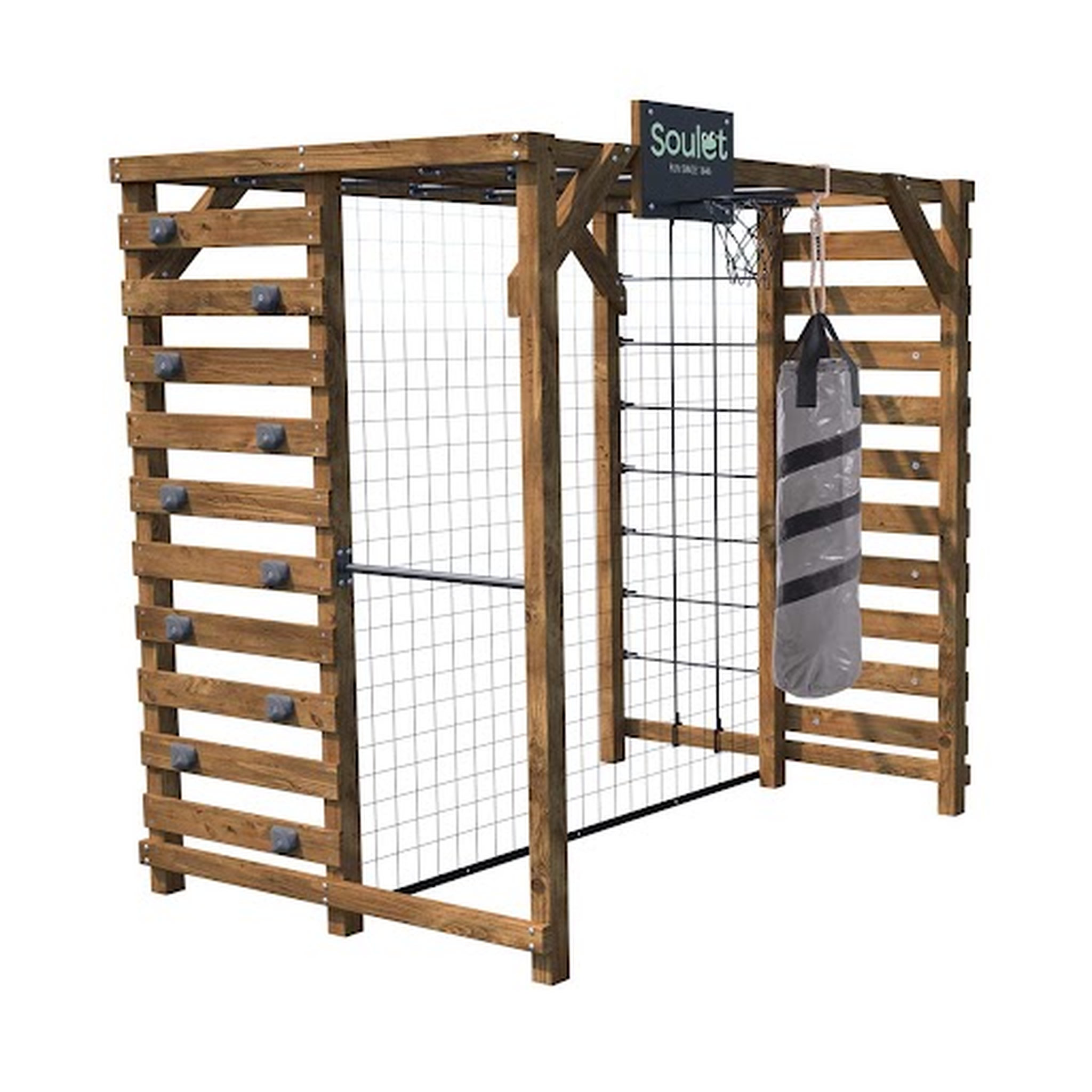 Voir la diapositive 2 : Soulet Aire de jeux multi-activités - Bois - H2,09m- OLYMPIC ODIN