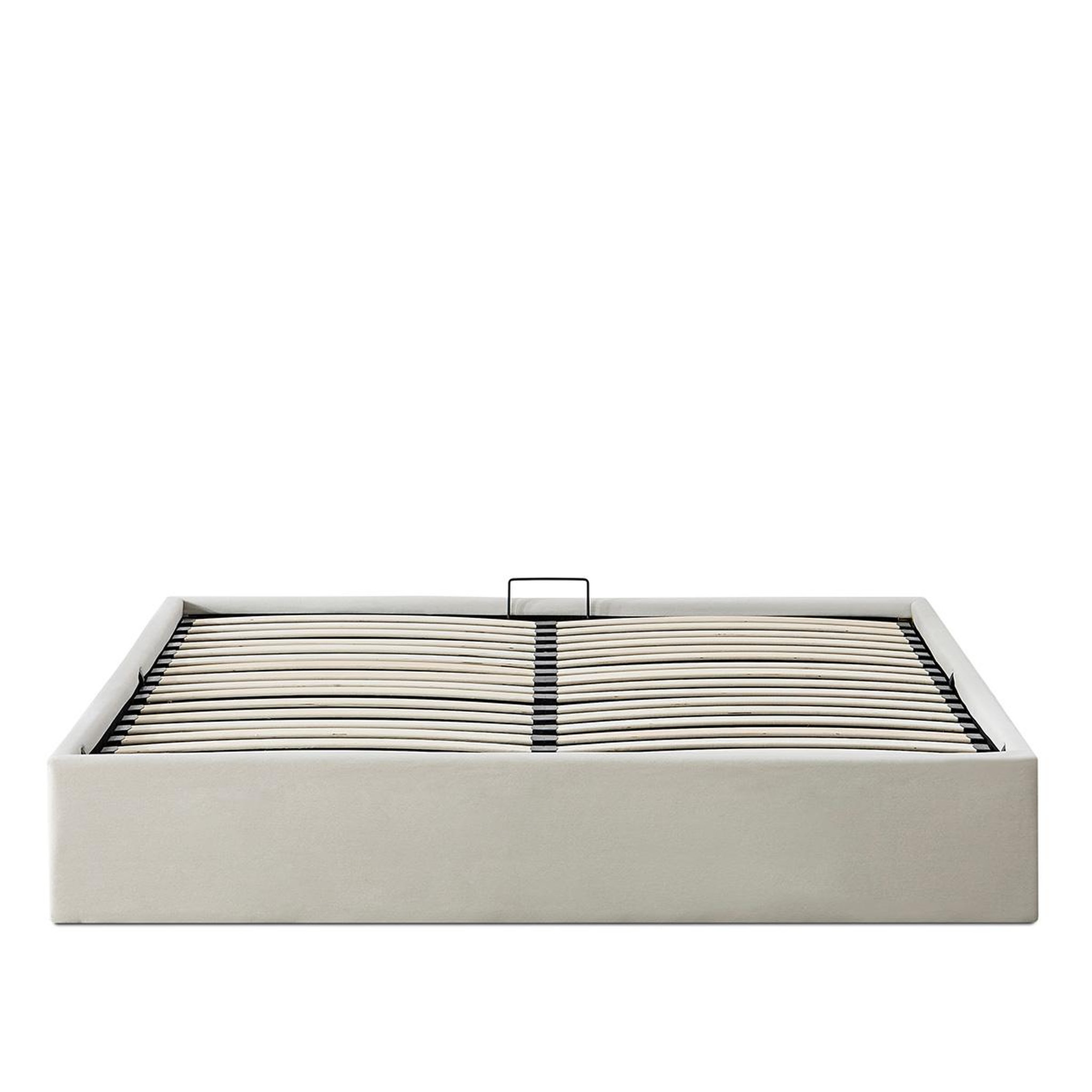 Voir la diapositive 1 : OLYMPE LITERIE Olympe literie | lit coffre tissu beige atlas 2 places
