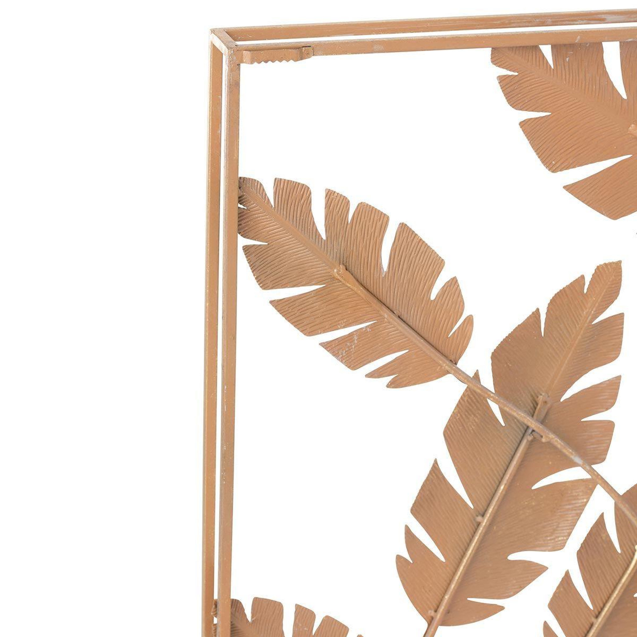 Voir la diapositive 4 : J-LINE Décoration murale  feuilles métal  119cm or
