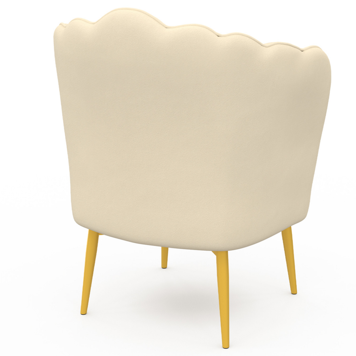 ID MARKET Fauteuil coquillage ADELLA crème en velours pieds dorés