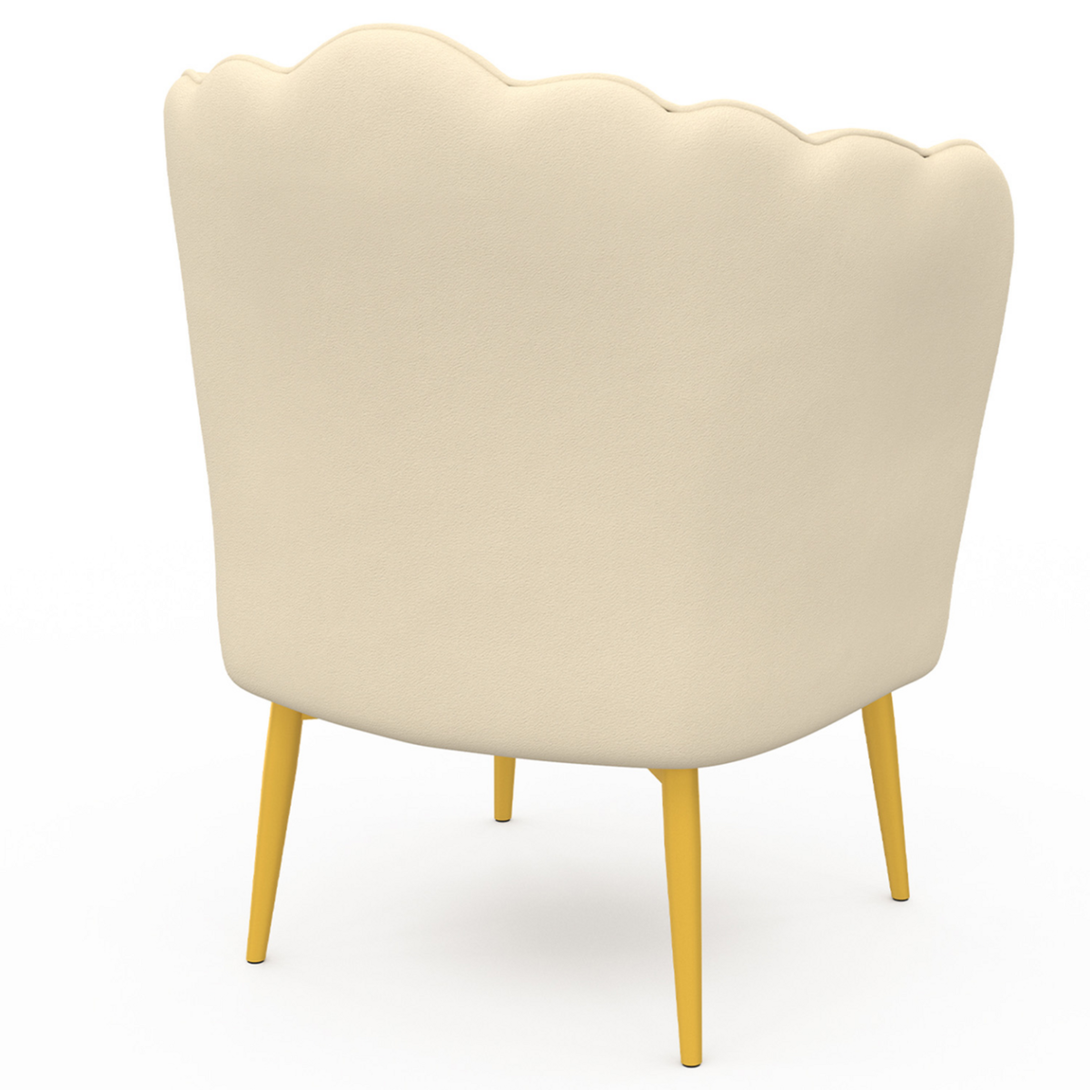 ID MARKET Fauteuil coquillage ADELLA crème en velours pieds dorés