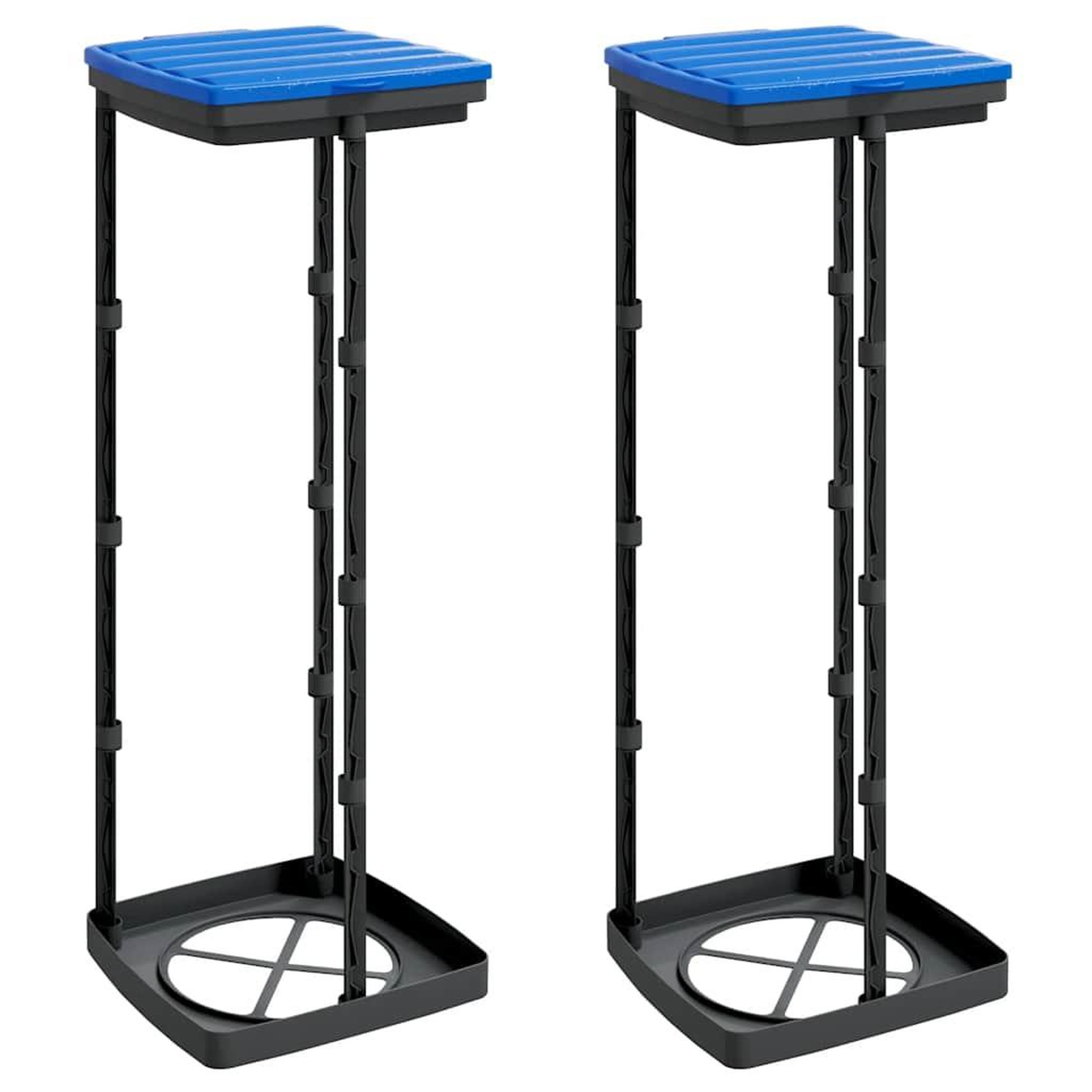 Voir la diapositive 2 : VIDAXL Porte-sacs poubelles 2 pcs noir et bleu 120 L PP