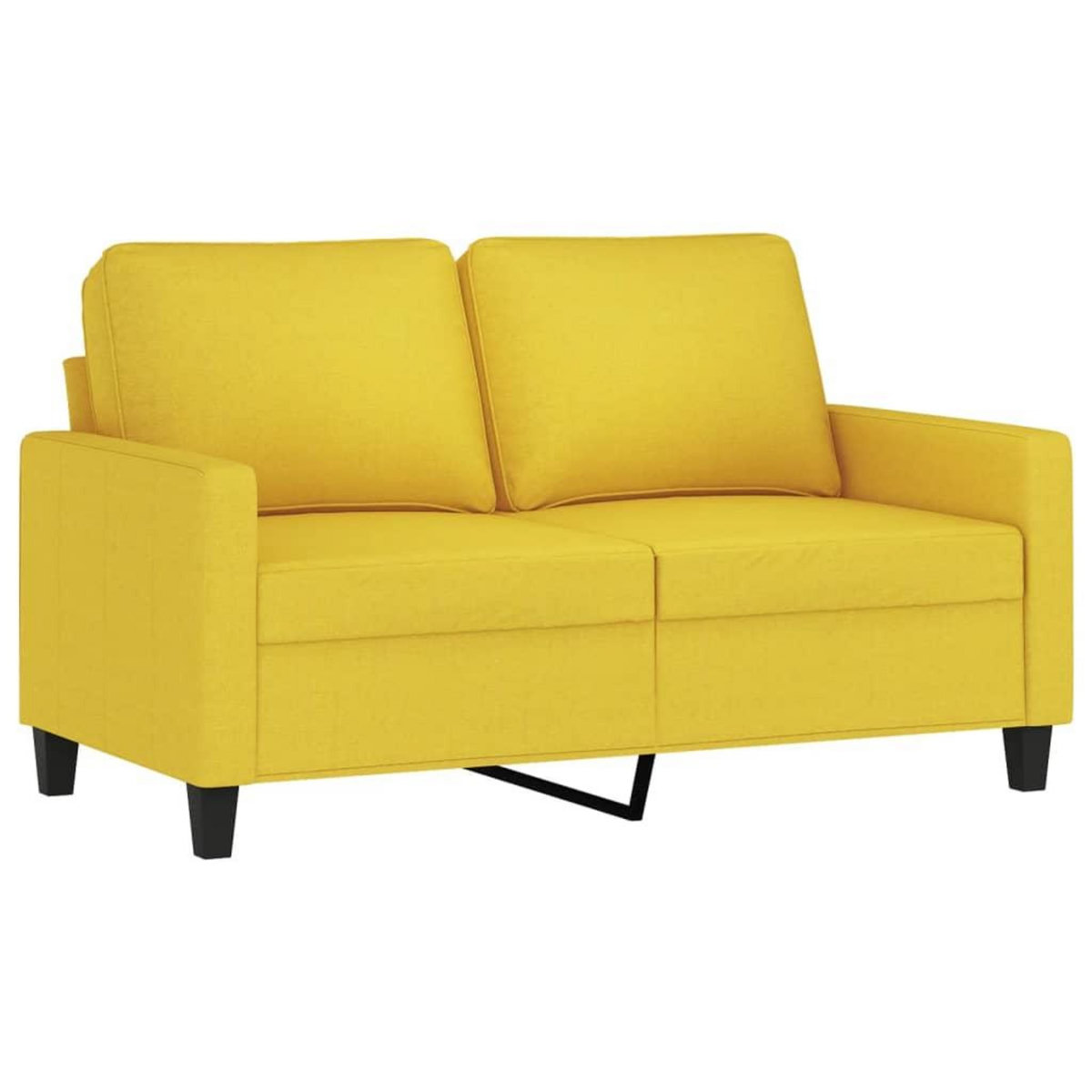 VIDAXL Ensemble de canapes 2 pcs avec coussins Jaune clair Tissu
