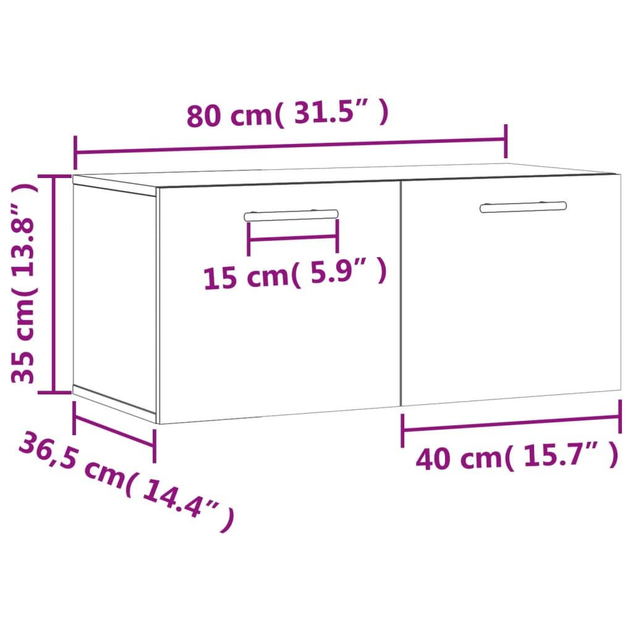 Voir la diapositive 6 : VIDAXL Armoire murale blanc 80x36,5x35 cm bois d'ingenierie