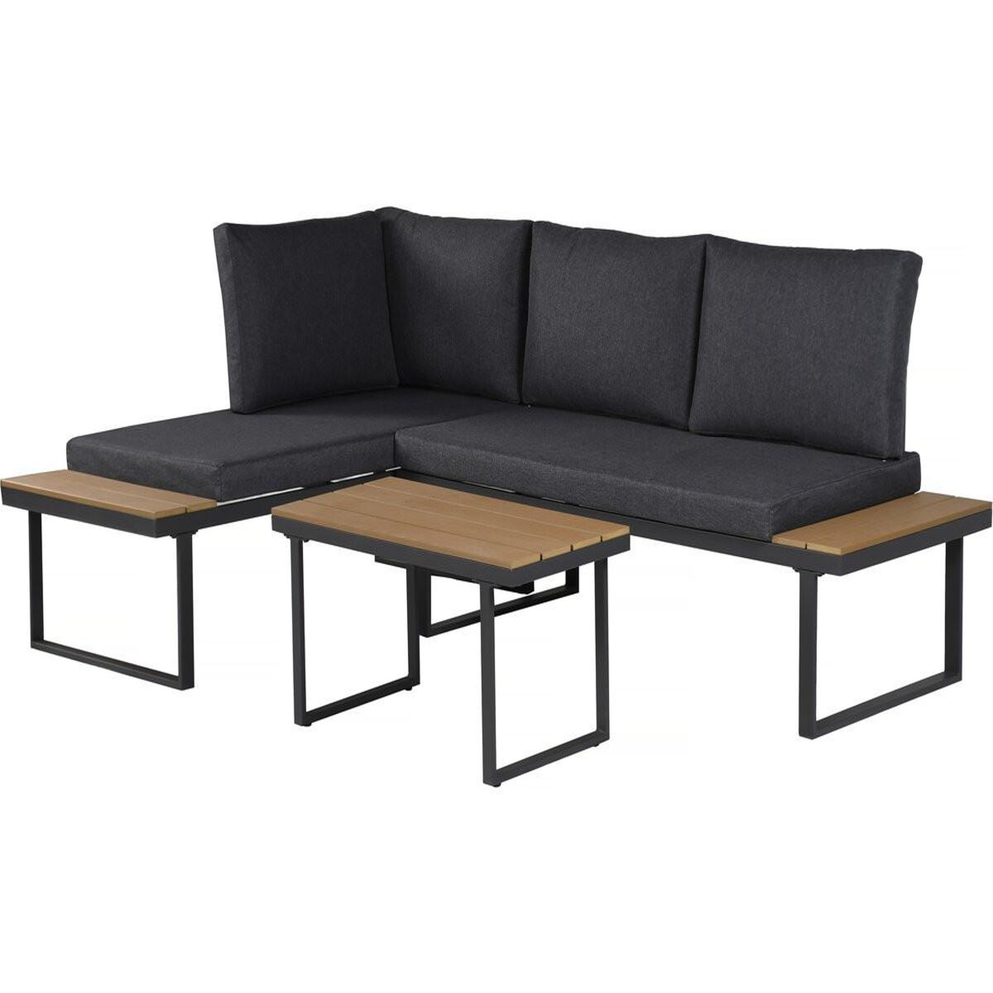 Habitat et Jardin Salon de jardin canapé d'angle décor imitation bois  liora  - 4 places - gris