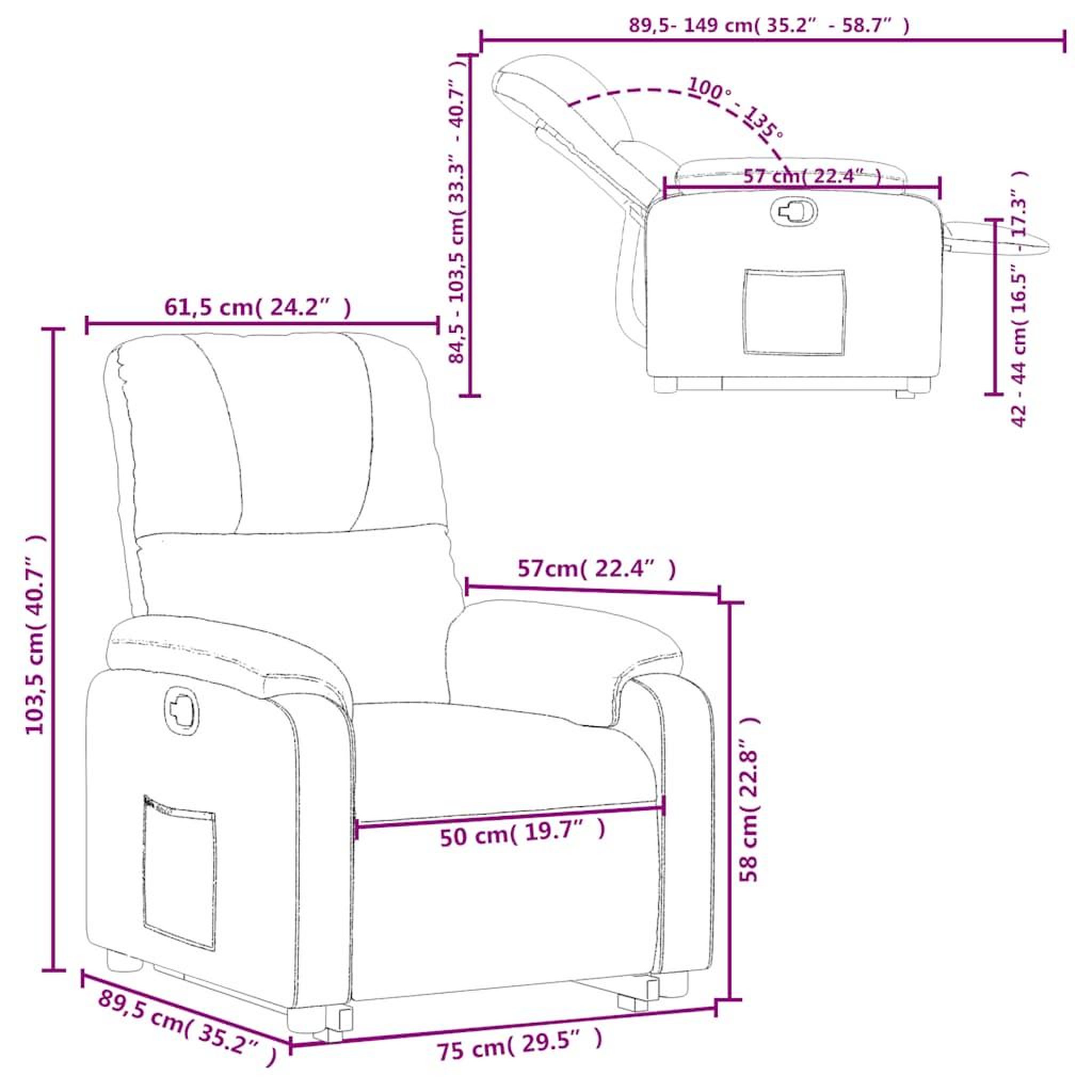 Voir la diapositive 6 : VIDAXL Fauteuil inclinable creme tissu microfibre