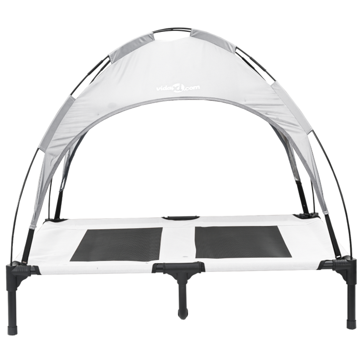 VIDAXL Lit pour chien surélevé avec toit amovible Gris Argent L Acier