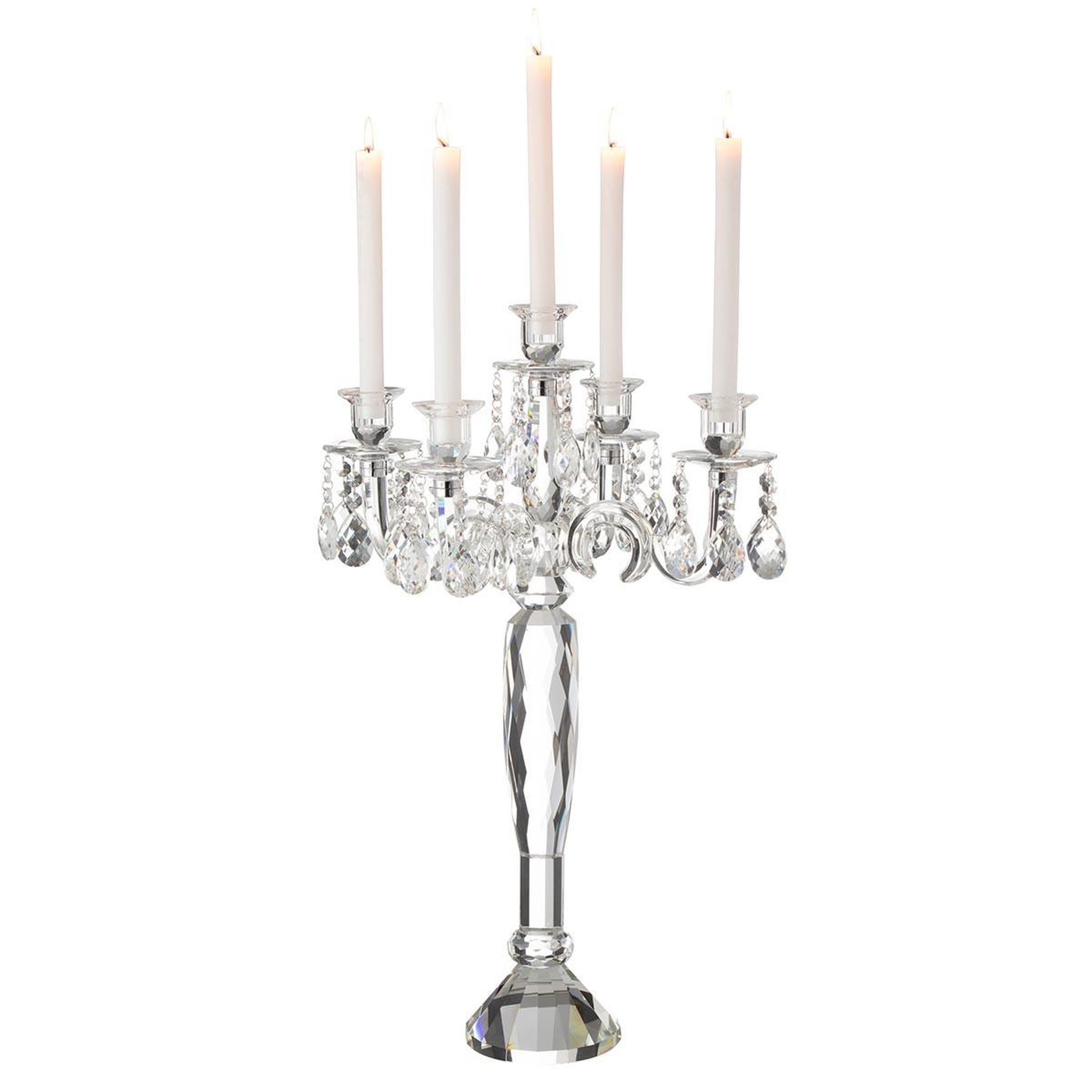 Voir la diapositive 2 : J-LINE Chandelier 5 Branches  Crystal  65cm Transparent