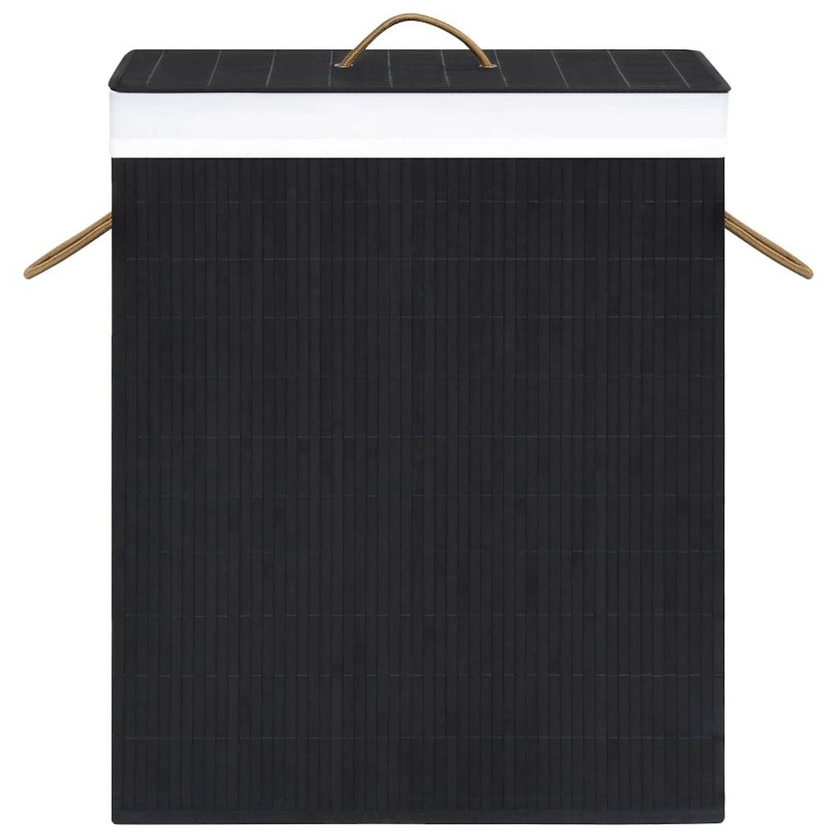 VIDAXL Panier a linge avec une seule section bambou noir 83 L