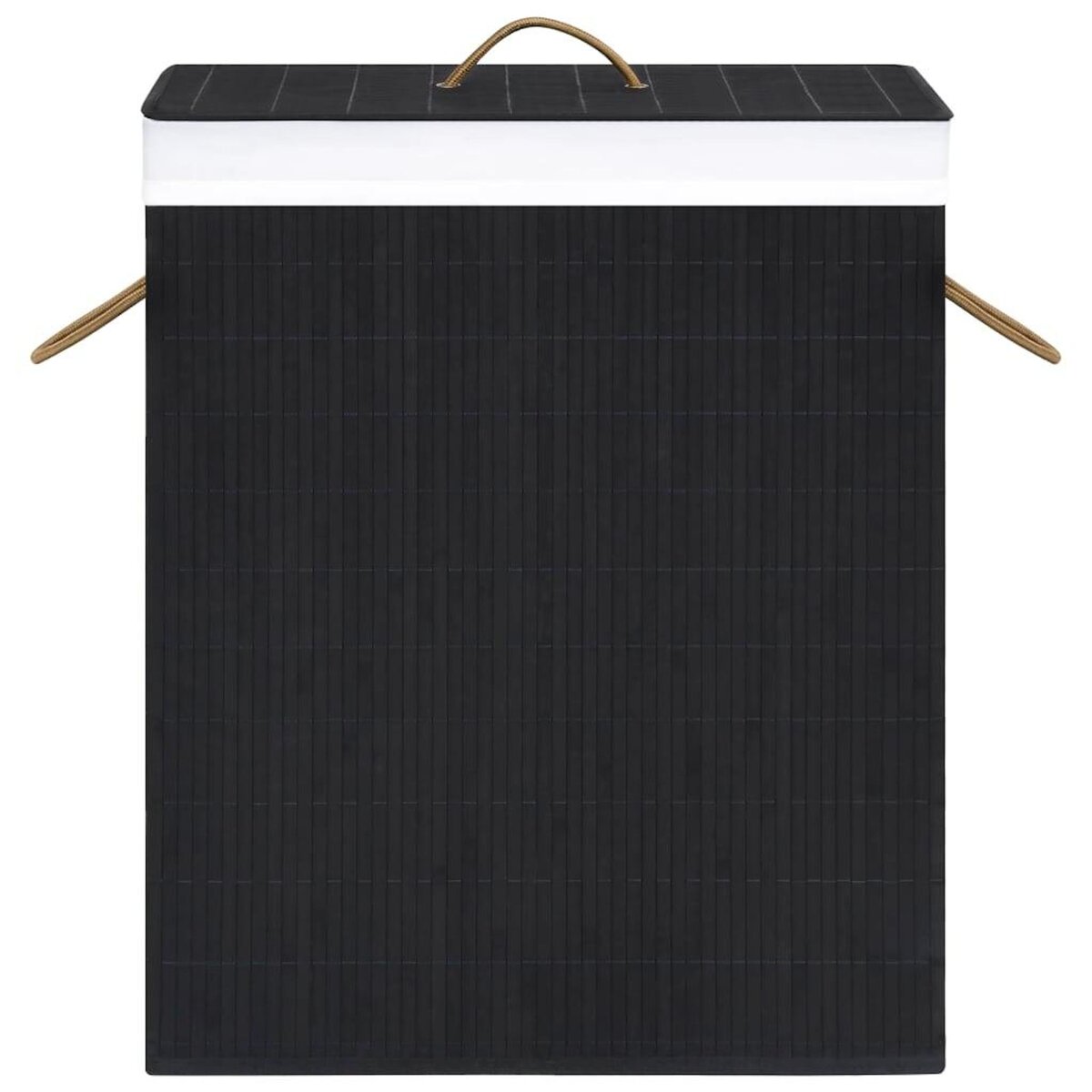 VIDAXL Panier a linge avec une seule section bambou noir 83 L