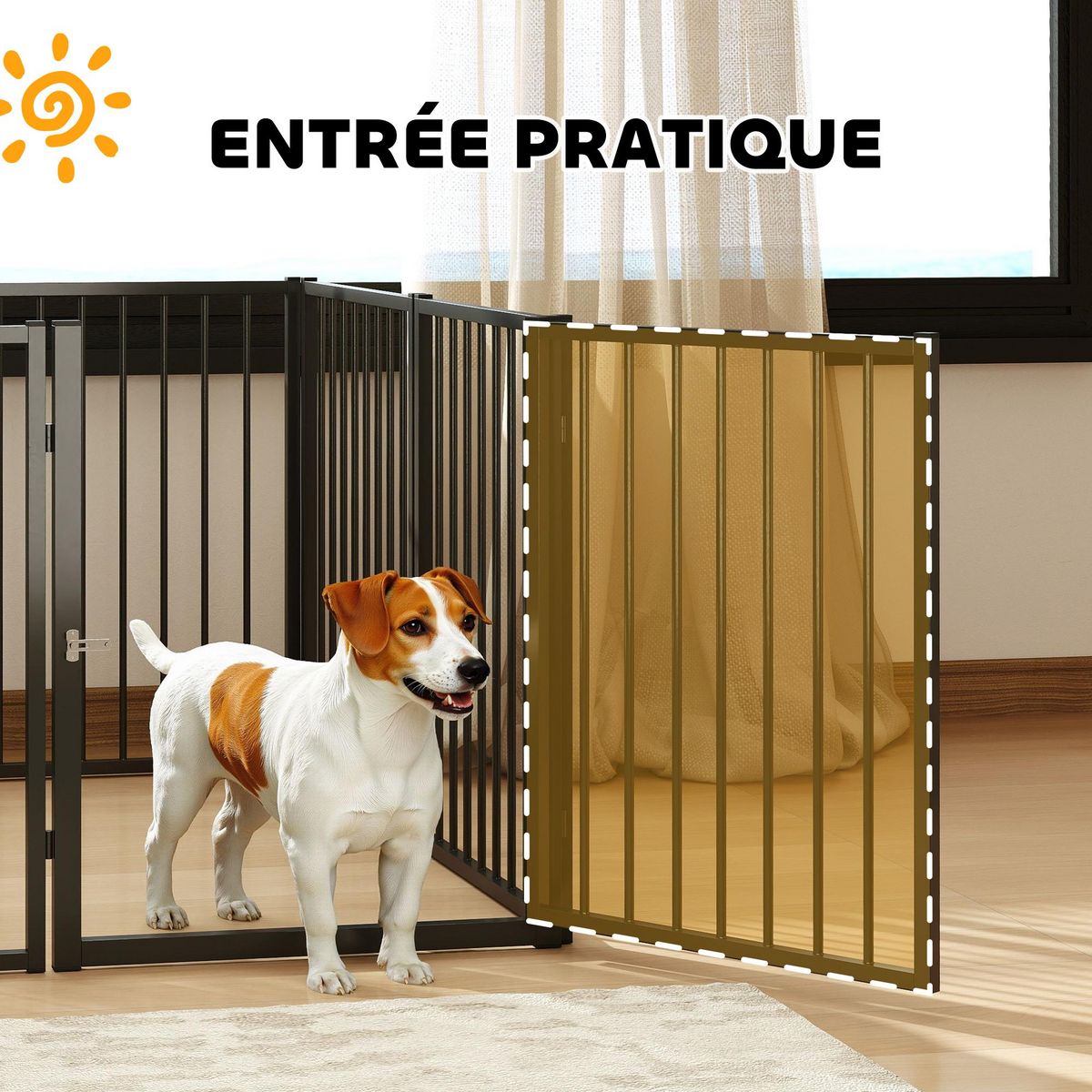 PAWHUT Parc enclos chien modulable pliable - porte verrouillable, 8 panneaux - acier noir