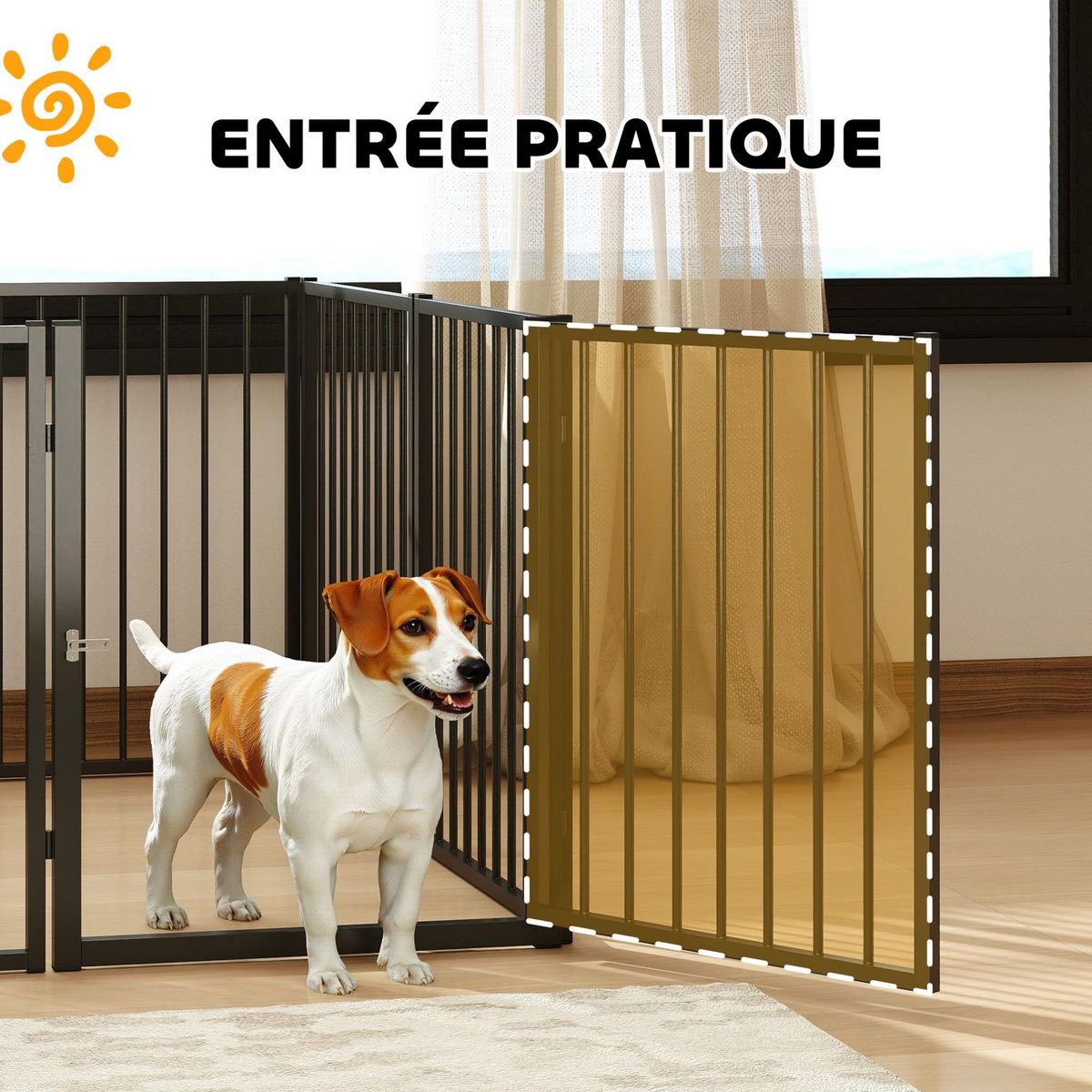 PAWHUT Parc enclos chien modulable pliable - porte verrouillable, 8 panneaux - acier noir