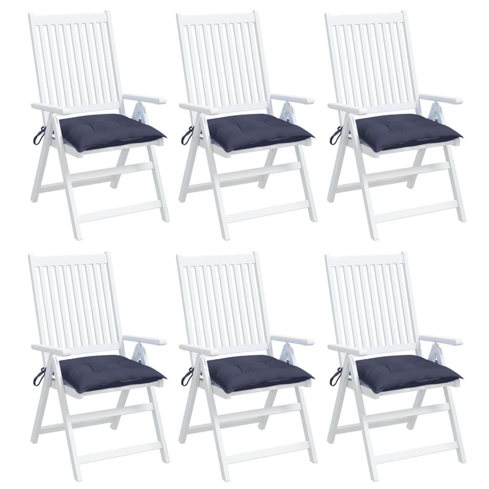 Voir la diapositive 4 : VIDAXL Coussins de chaise lot de 6 bleu marine 40x40x7 cm tissu oxford