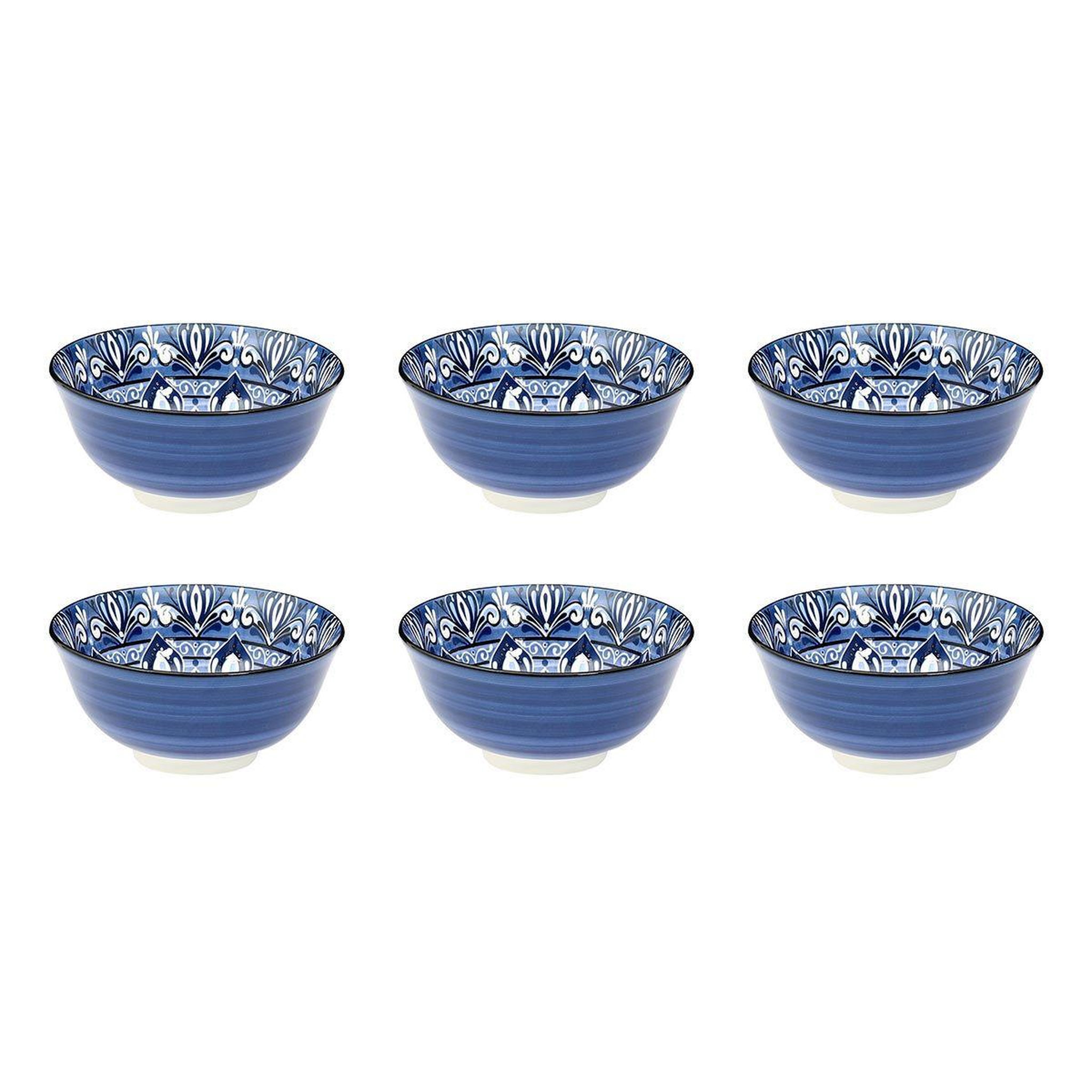 The Home Deco Factory Lot de 6 bols en porcelaine  jaipur  57cl bleu