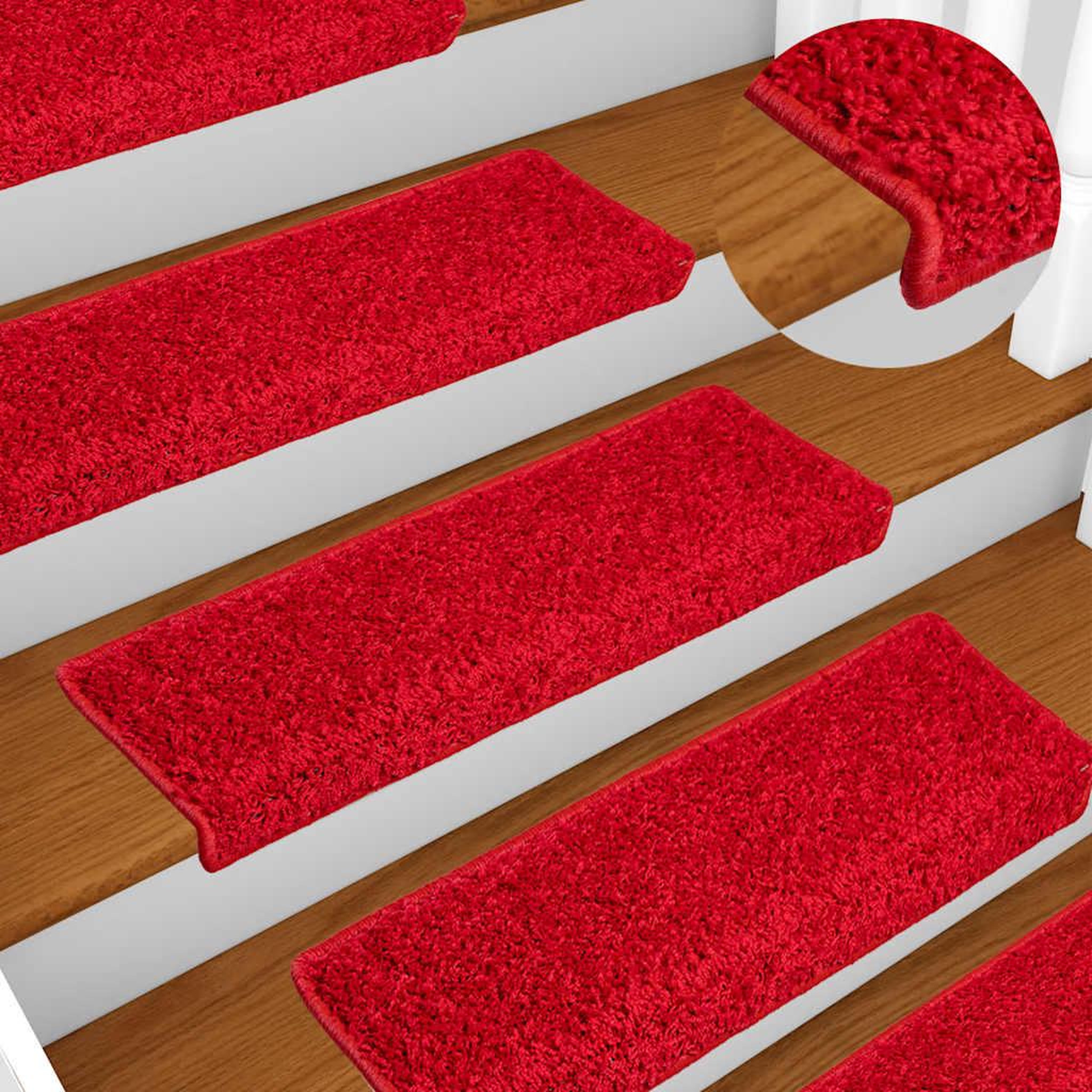 Voir la diapositive 5 : VIDAXL Tapis d'escalier 20 pcs 65x21x4 cm rouge