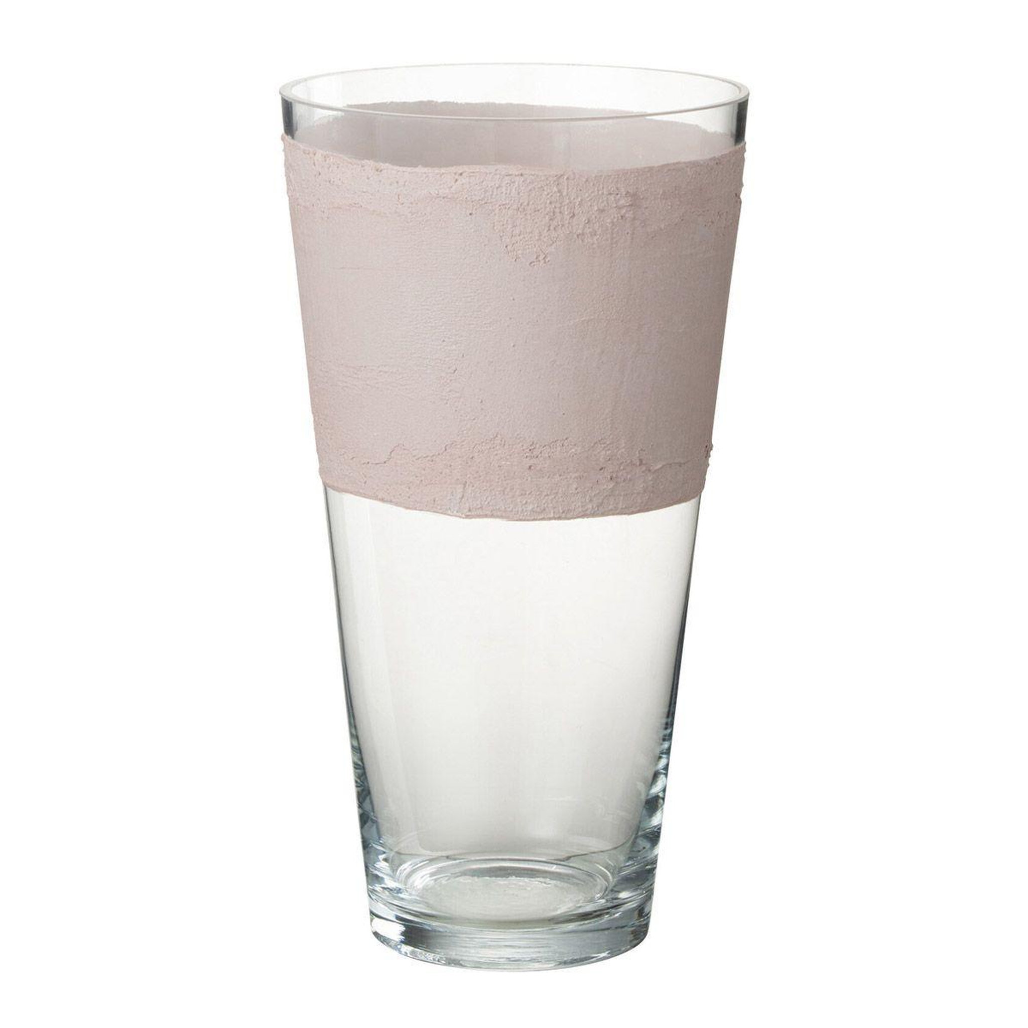 Voir la diapositive 1 : J-LINE Vase déco en verre  delph  35cm transparent & rose