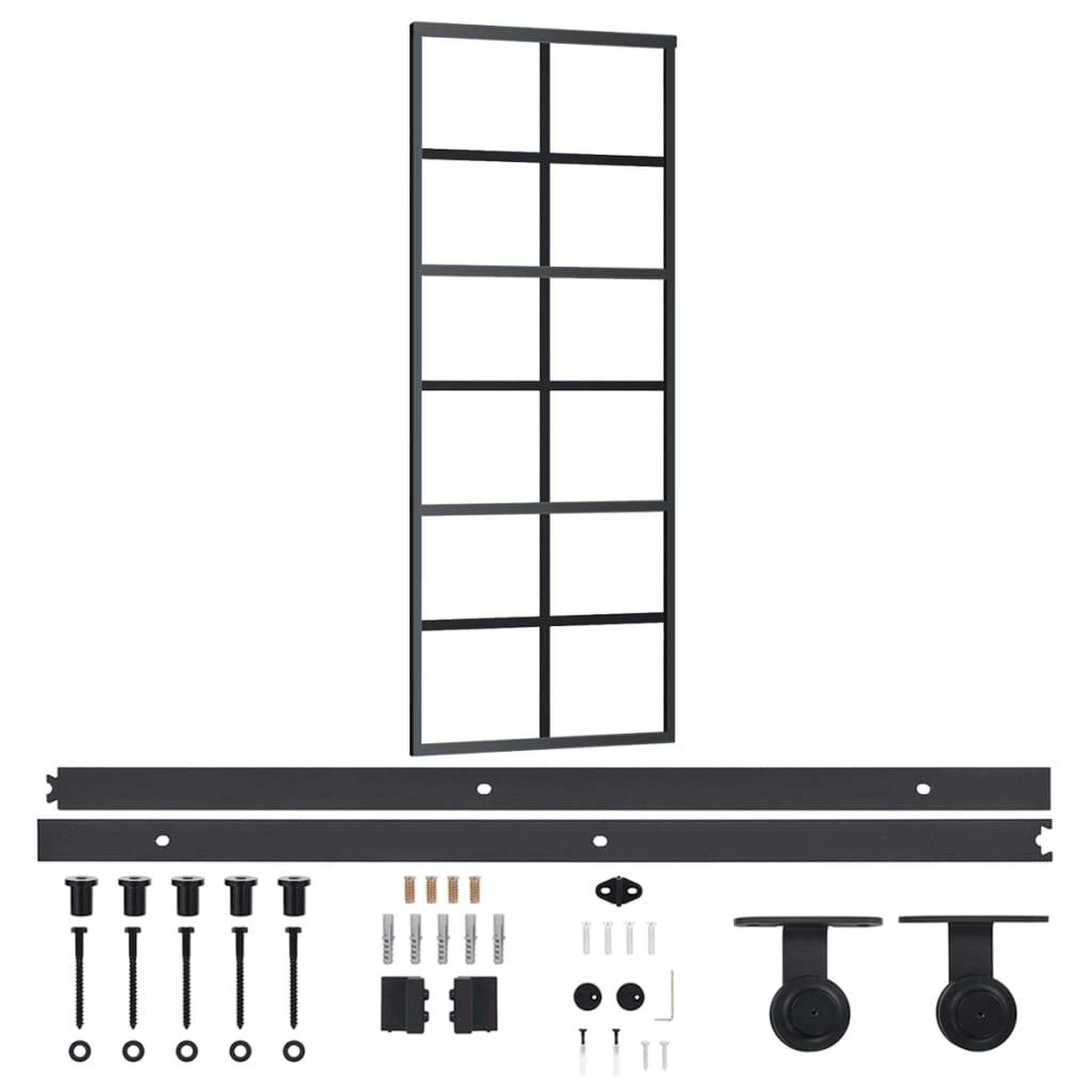 Voir la diapositive 2 : VIDAXL Porte coulissante et quincaillerie Verre ESG/Aluminium 76x205cm