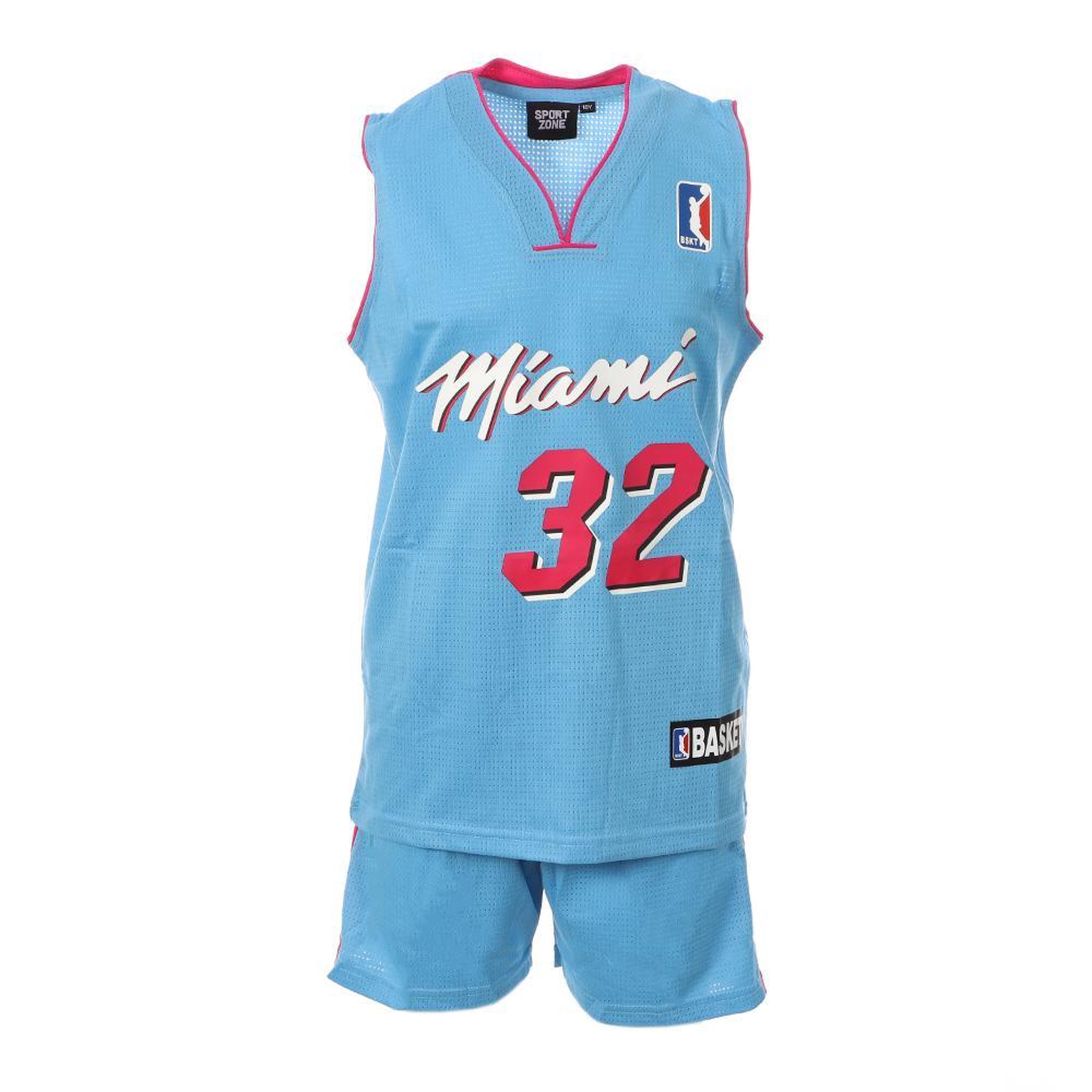 Voir la diapositive 1 : SPORTZONE Miami Ensemble de basket Bleu/Rose Enfant Sport Zone