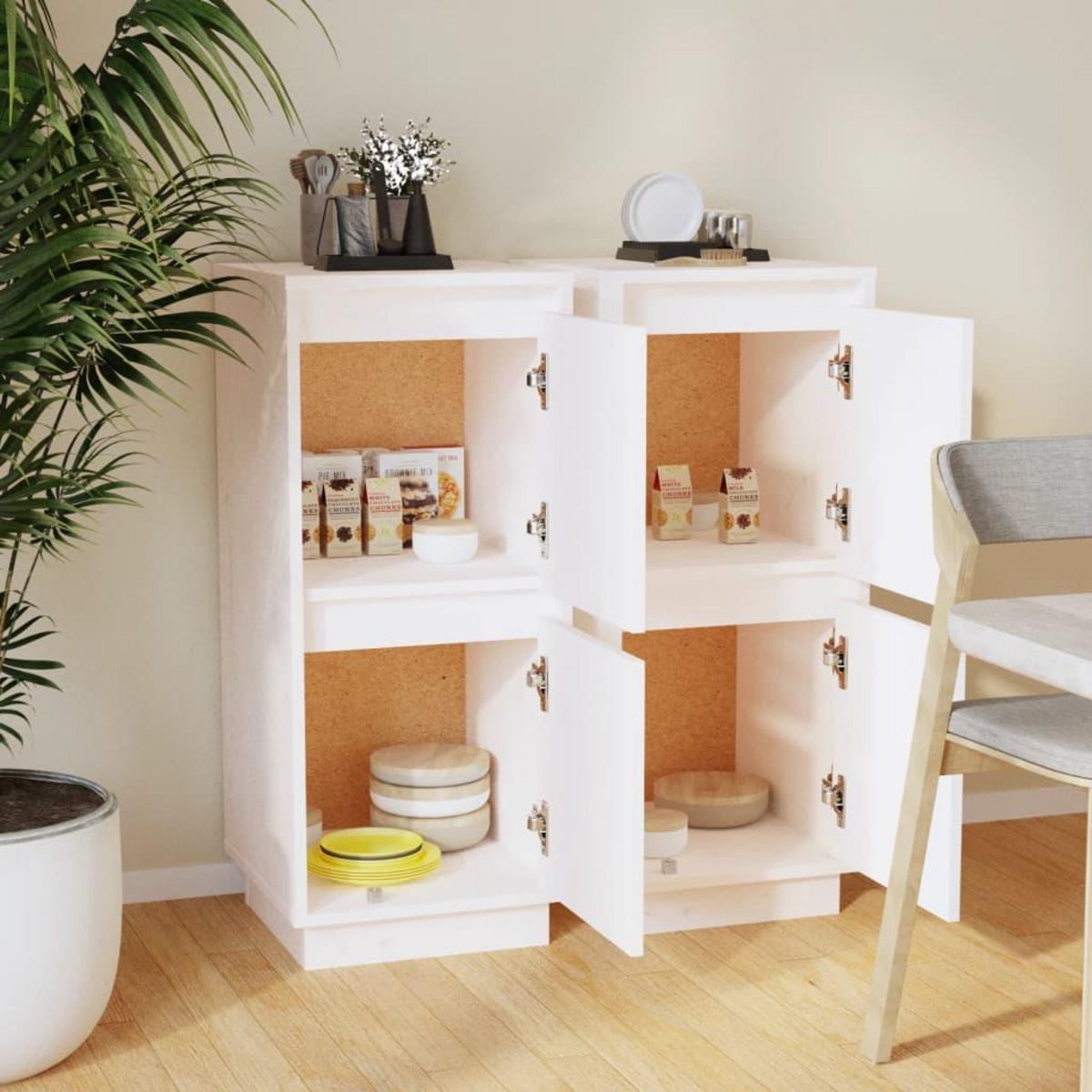 VIDAXL Buffets 2 pcs Blanc 31,5x34x75 cm Bois massif de pin