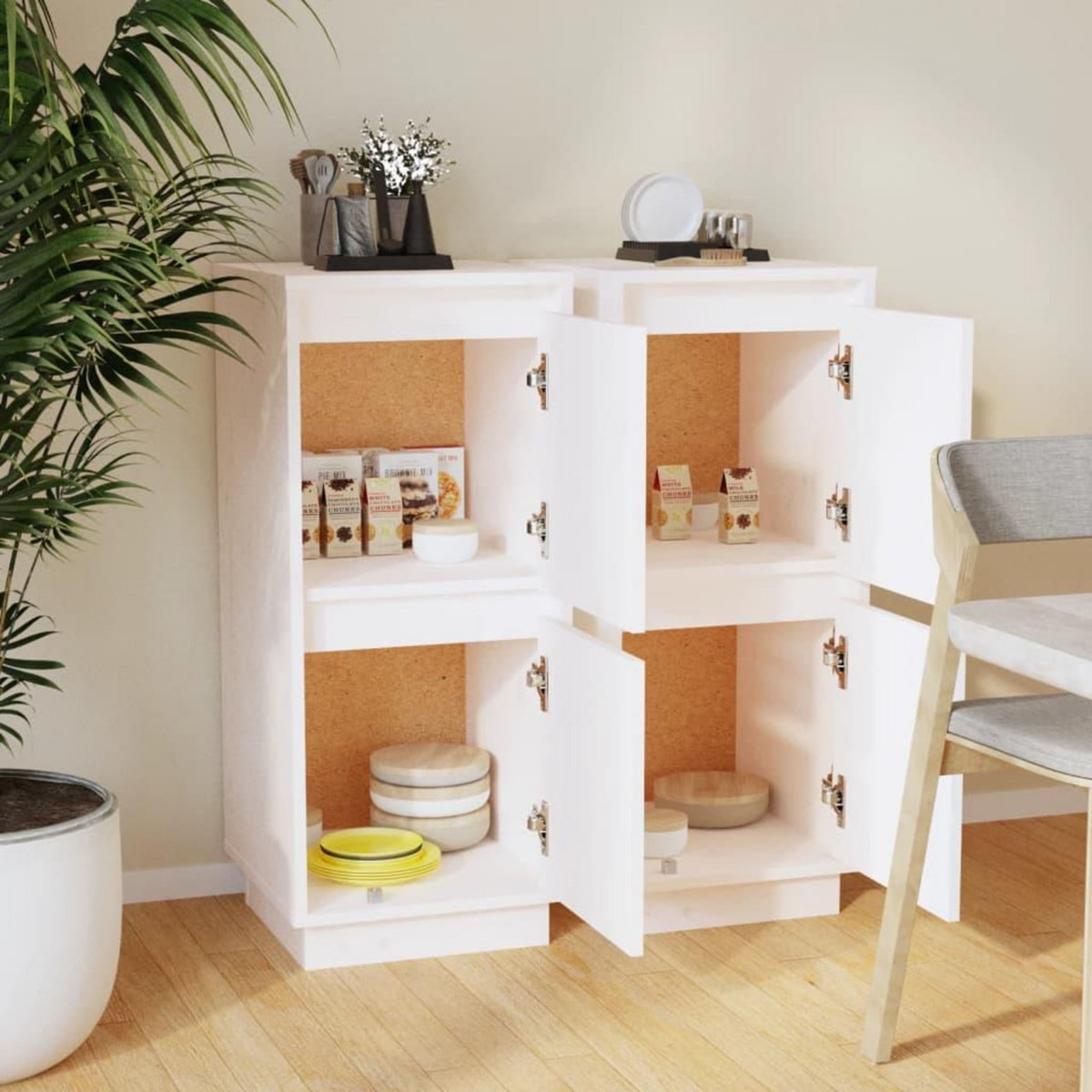 VIDAXL Buffets 2 pcs Blanc 31,5x34x75 cm Bois massif de pin