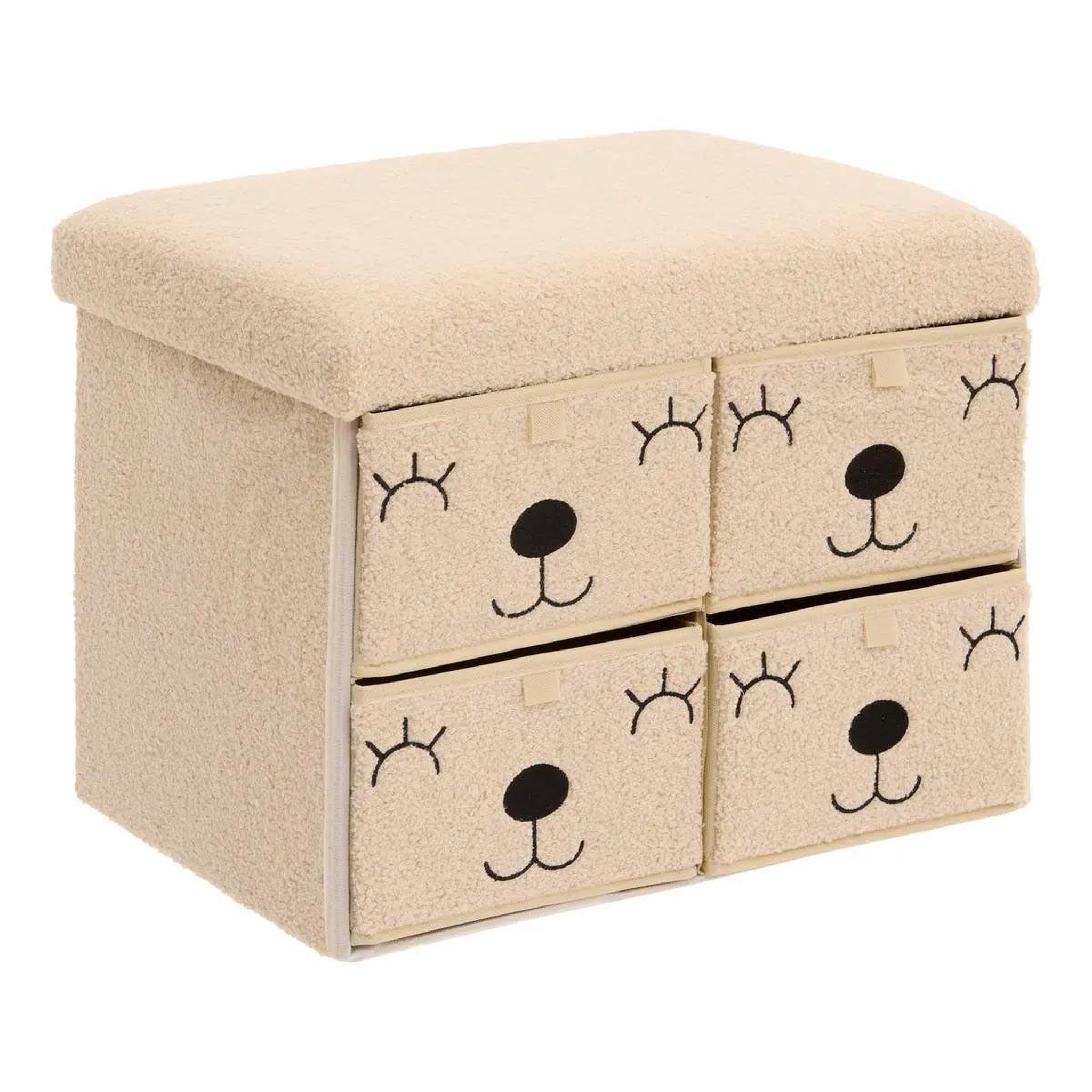Atmosphera Kids Pouf enfant avec 4 tiroirs  ezzio  50cm beige
