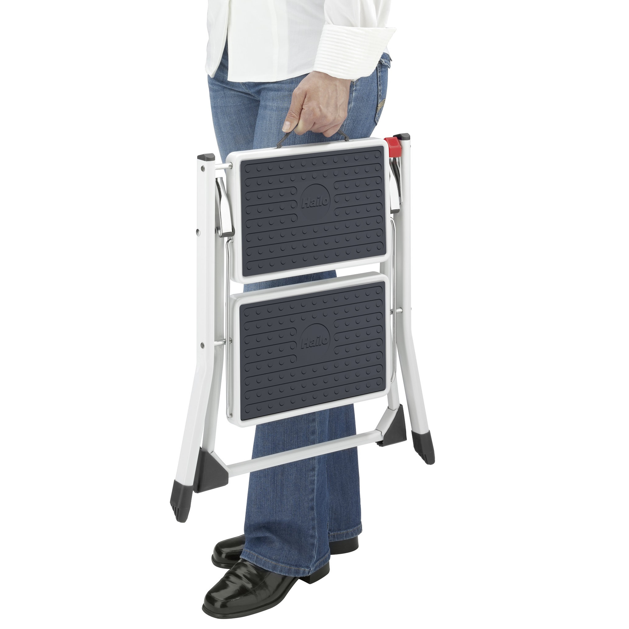 Voir la diapositive 7 : HAILO Marchepied 2 marches antidérapantes pliable blanc - MINI