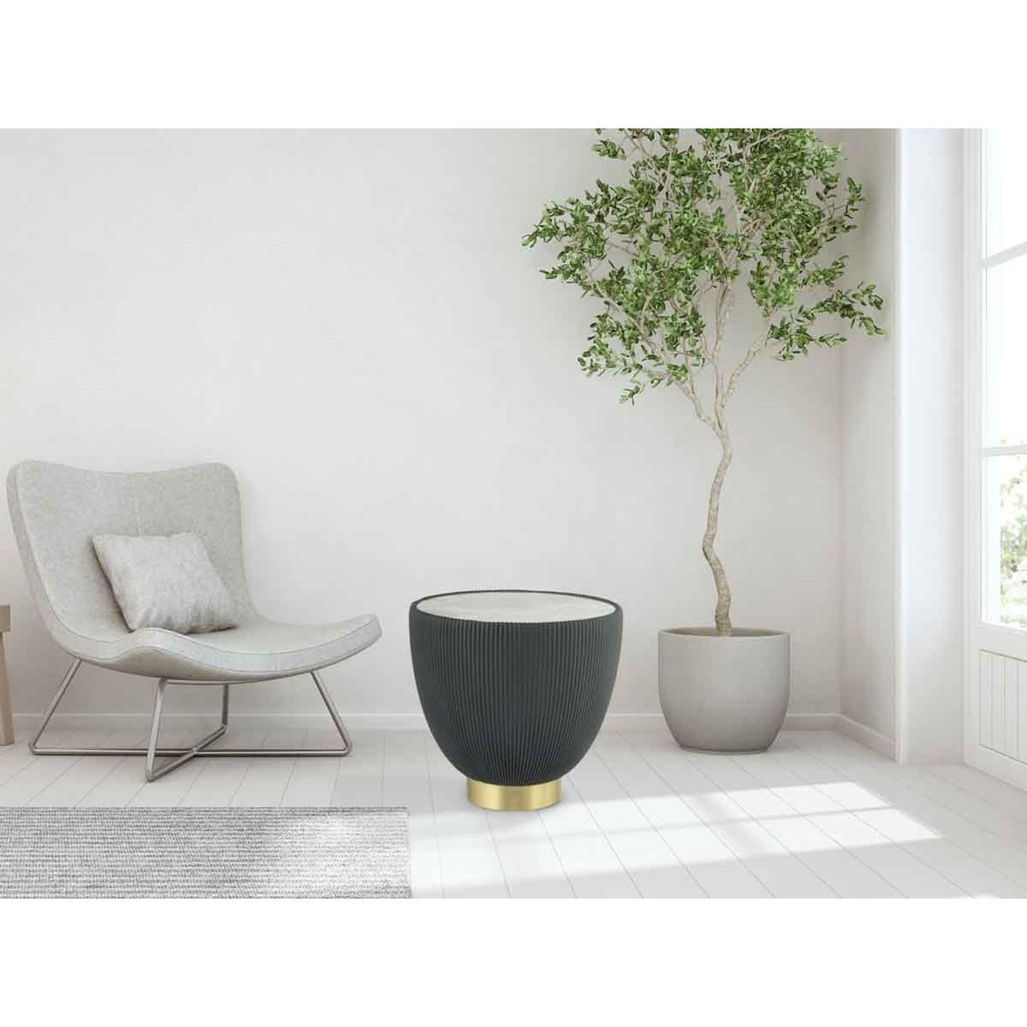Voir la diapositive 6 : Paris Prix Table d'appoint design  jokai  47cm gris & or