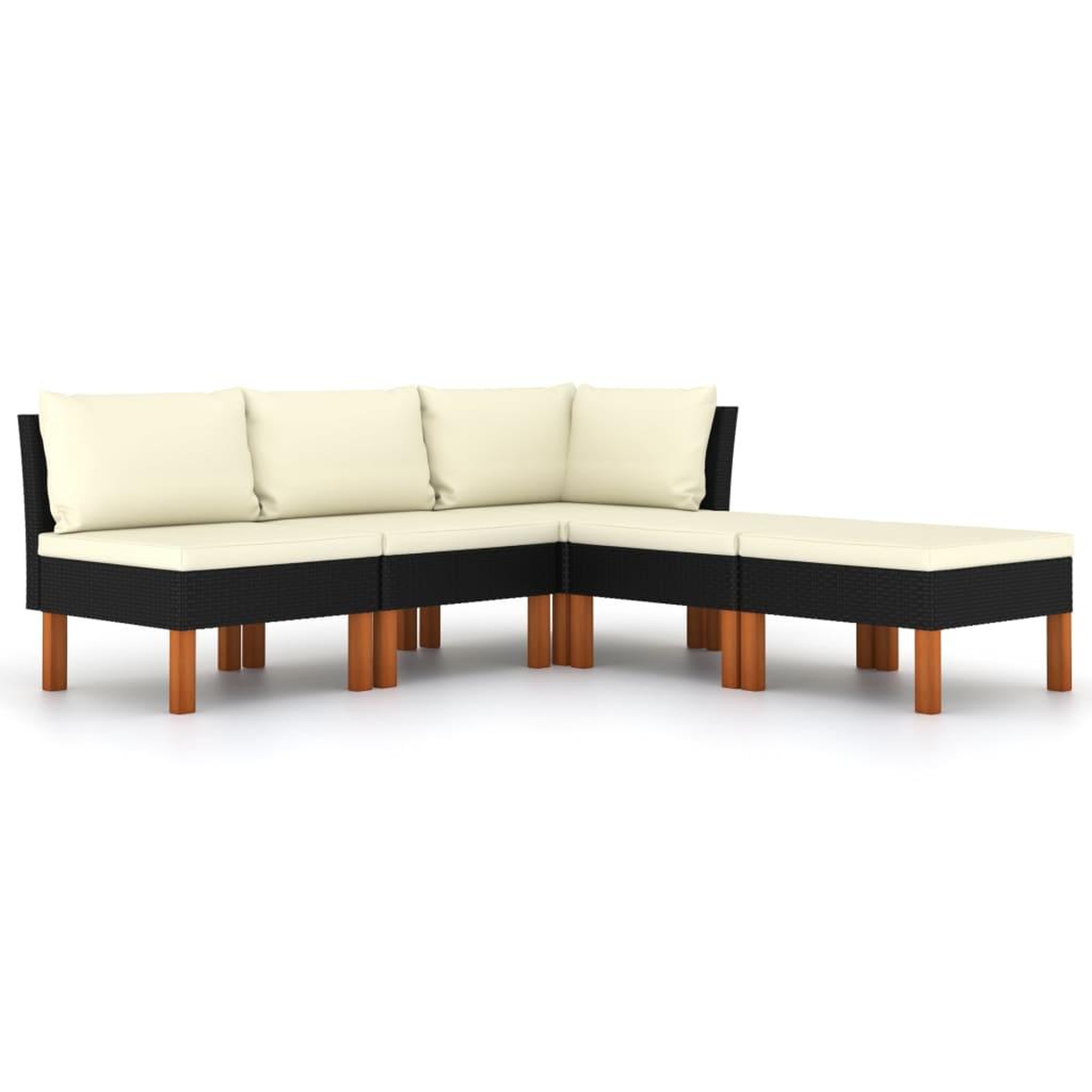 Voir la diapositive 2 : VIDAXL Salon de jardin 5 pcs avec coussins Resine tressee Noir