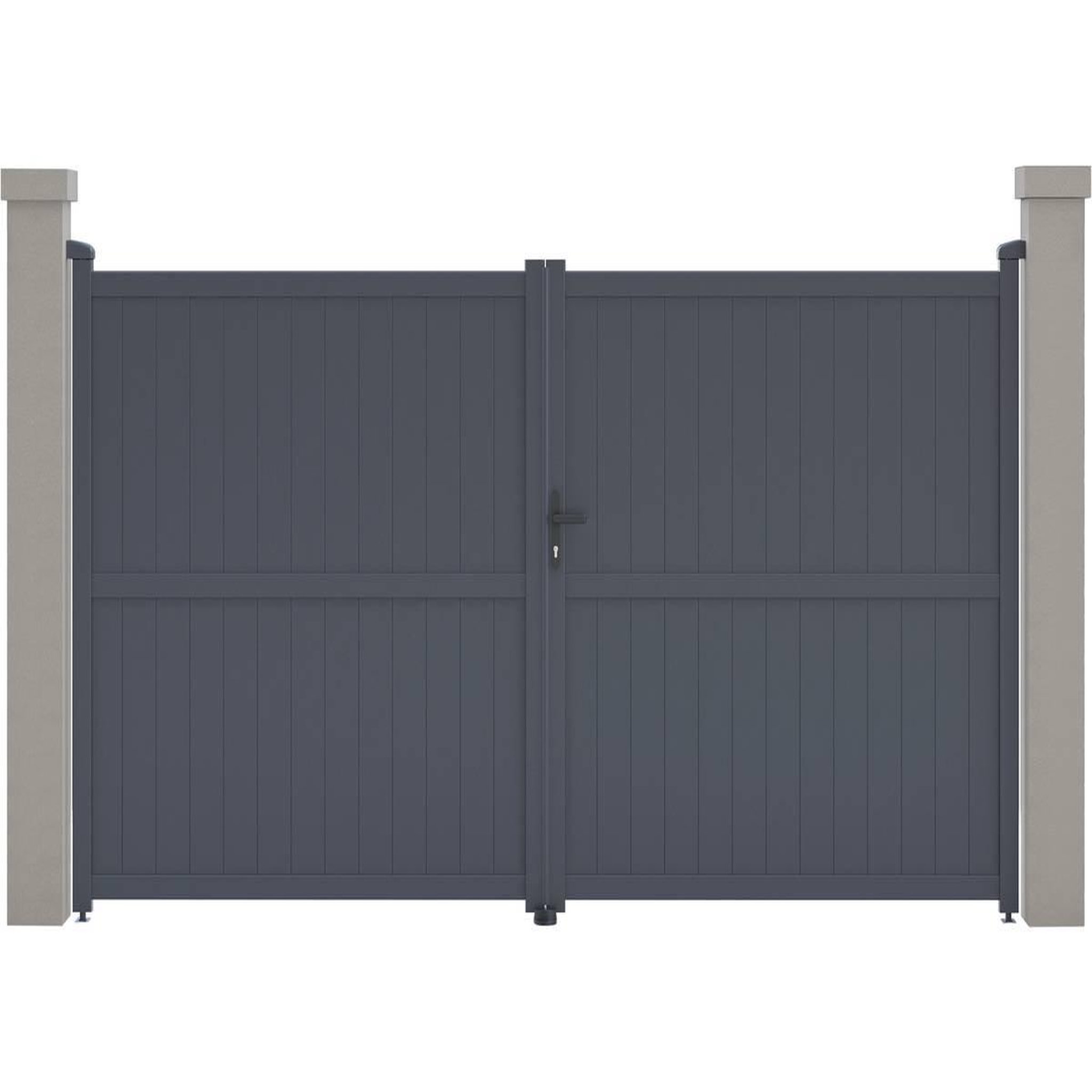 Habitat et Jardin Portail aluminium  maurice  - 349.5 x 180.9 cm - gris