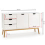 Voir la diapositive 4 : VS VENTA-STOCK Buffet Baku 3 tiroir y 2 porte blanc, pin massif, longueur 140 cm